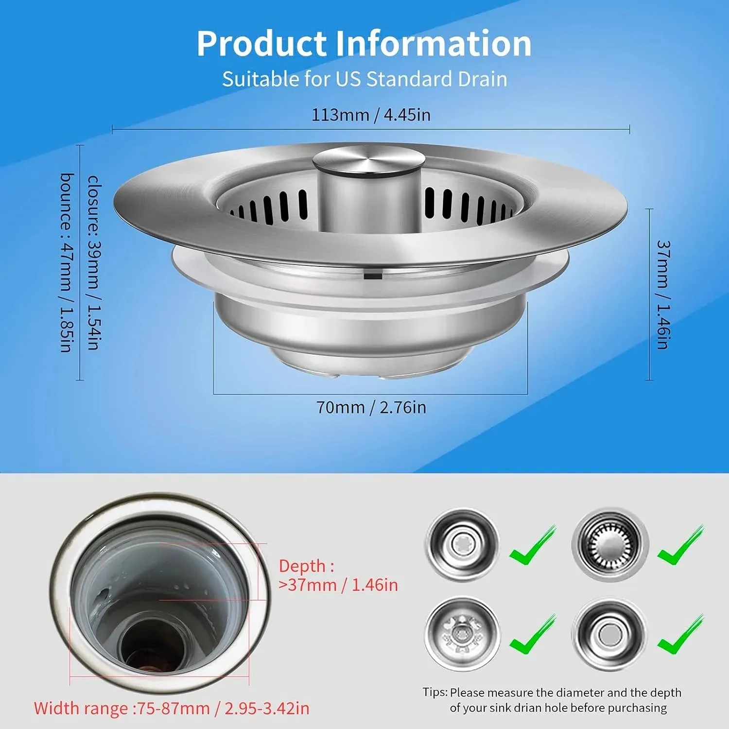 (1   1 Free) Stainless Steel Sink Saver
