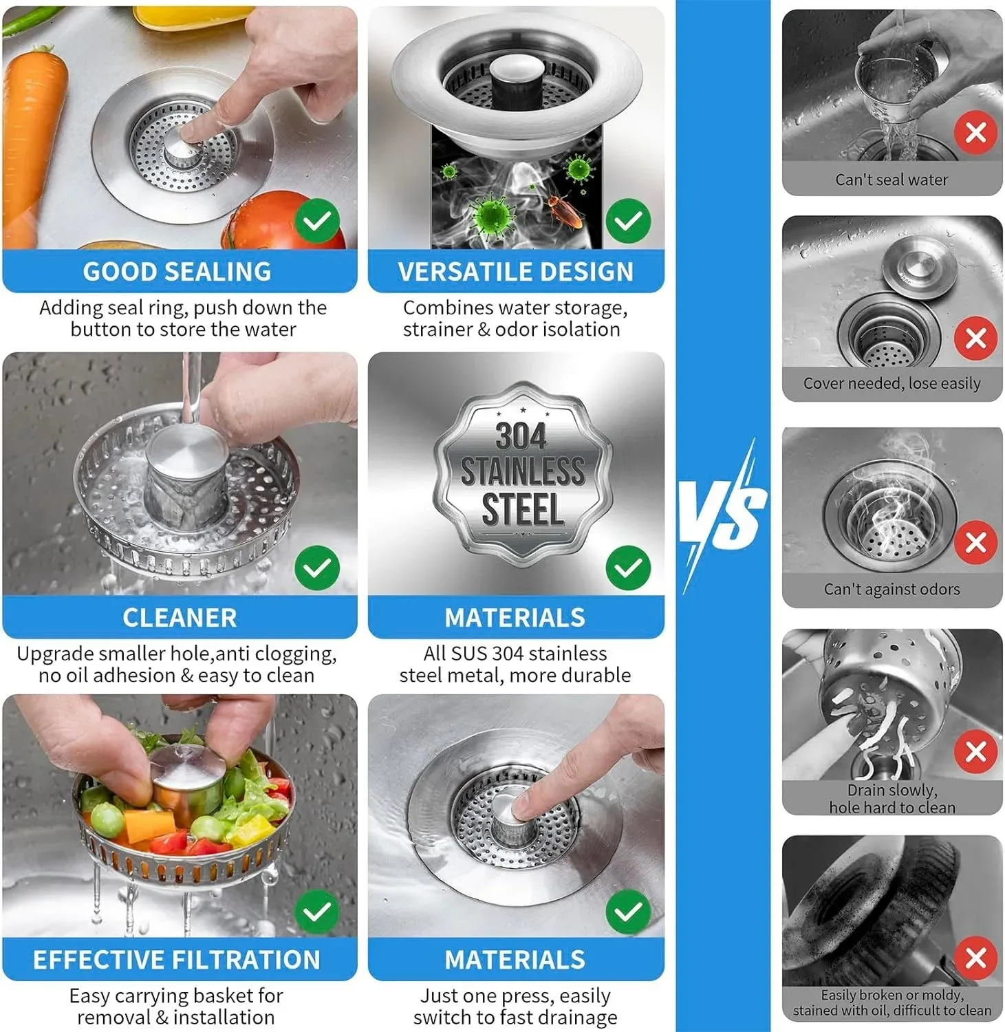 (1   1 Free) Stainless Steel Sink Saver