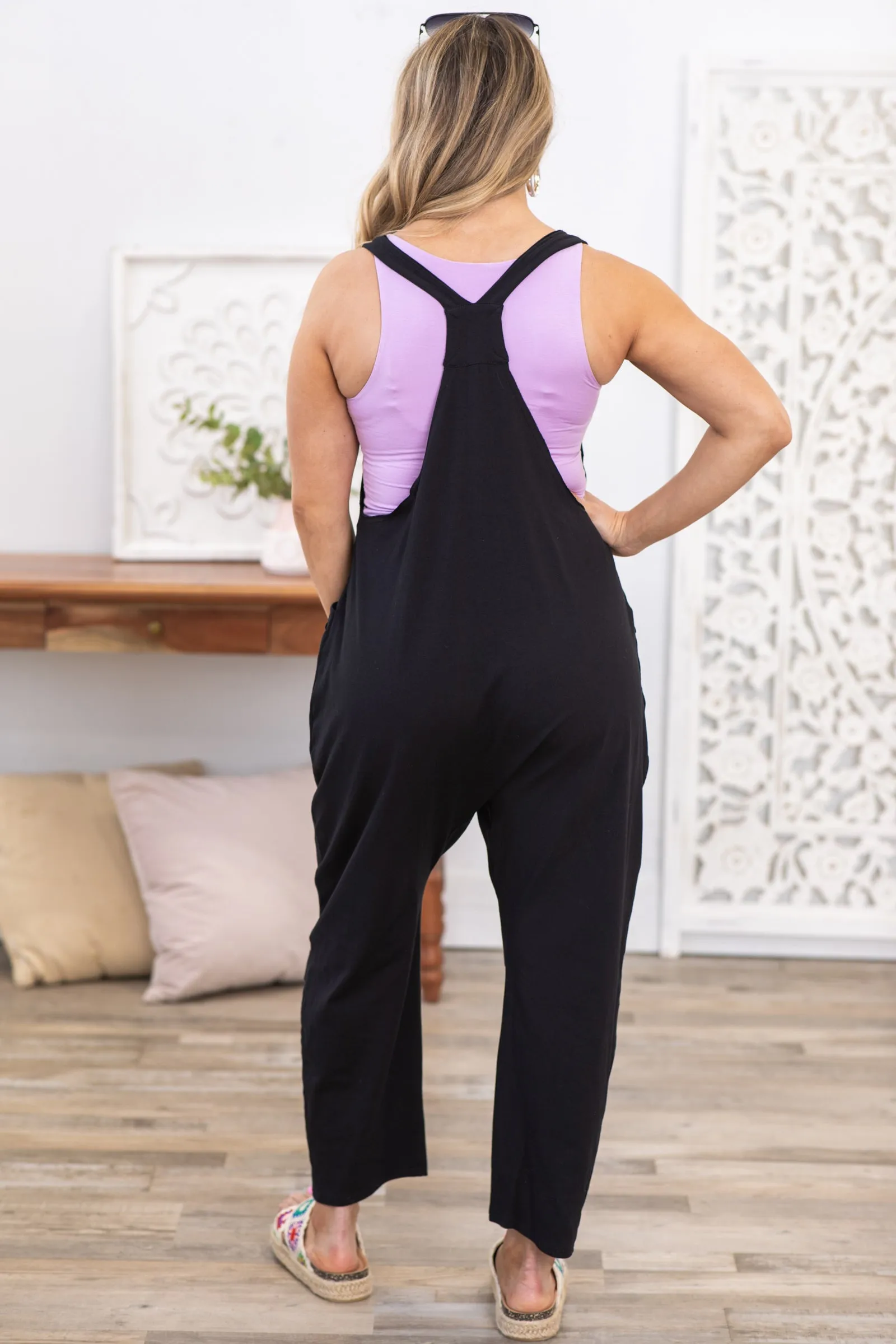 Black Casual Loose Fit Knit Jumpsuit