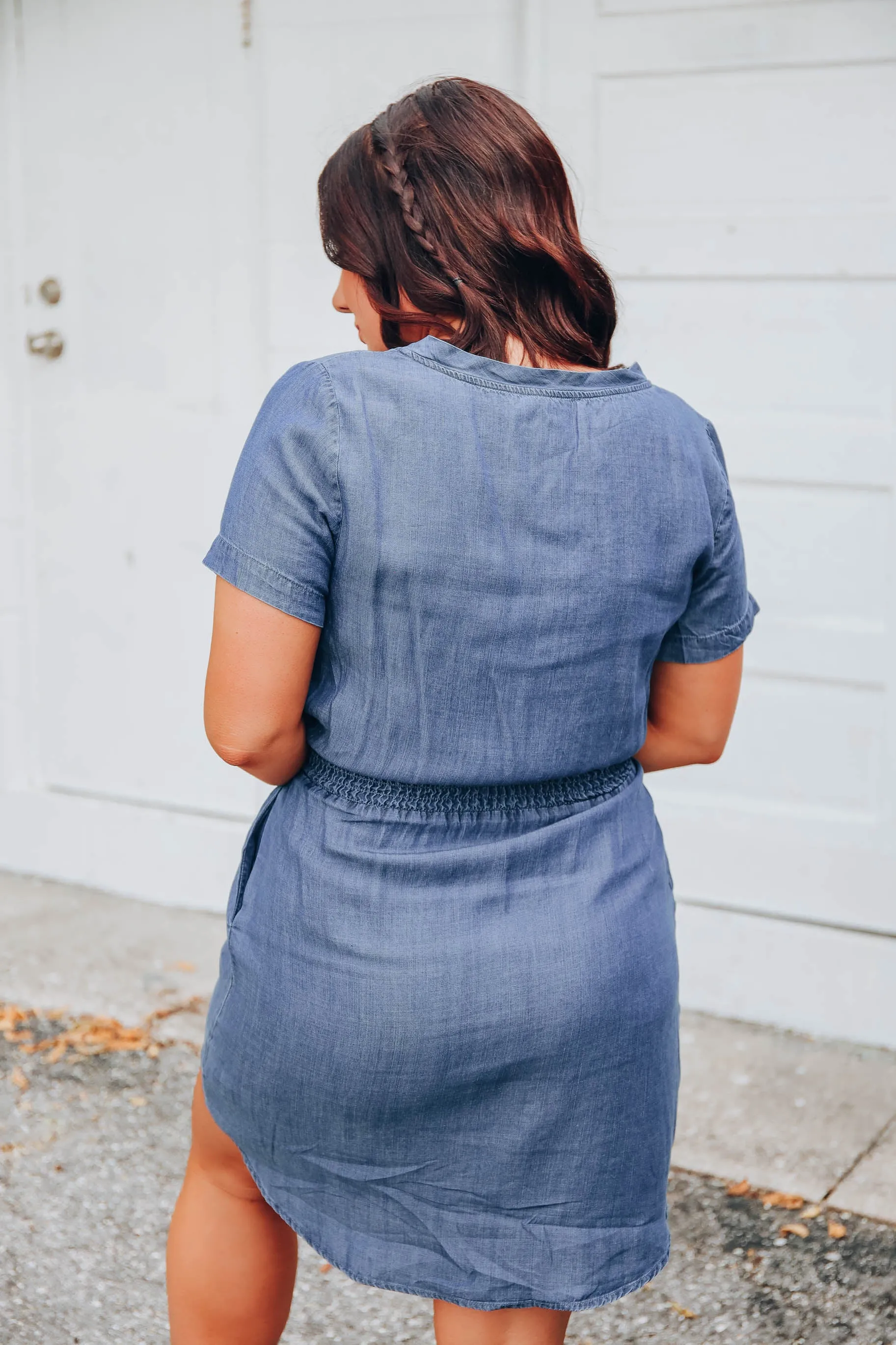 Callie Chambray Tie Front Dress