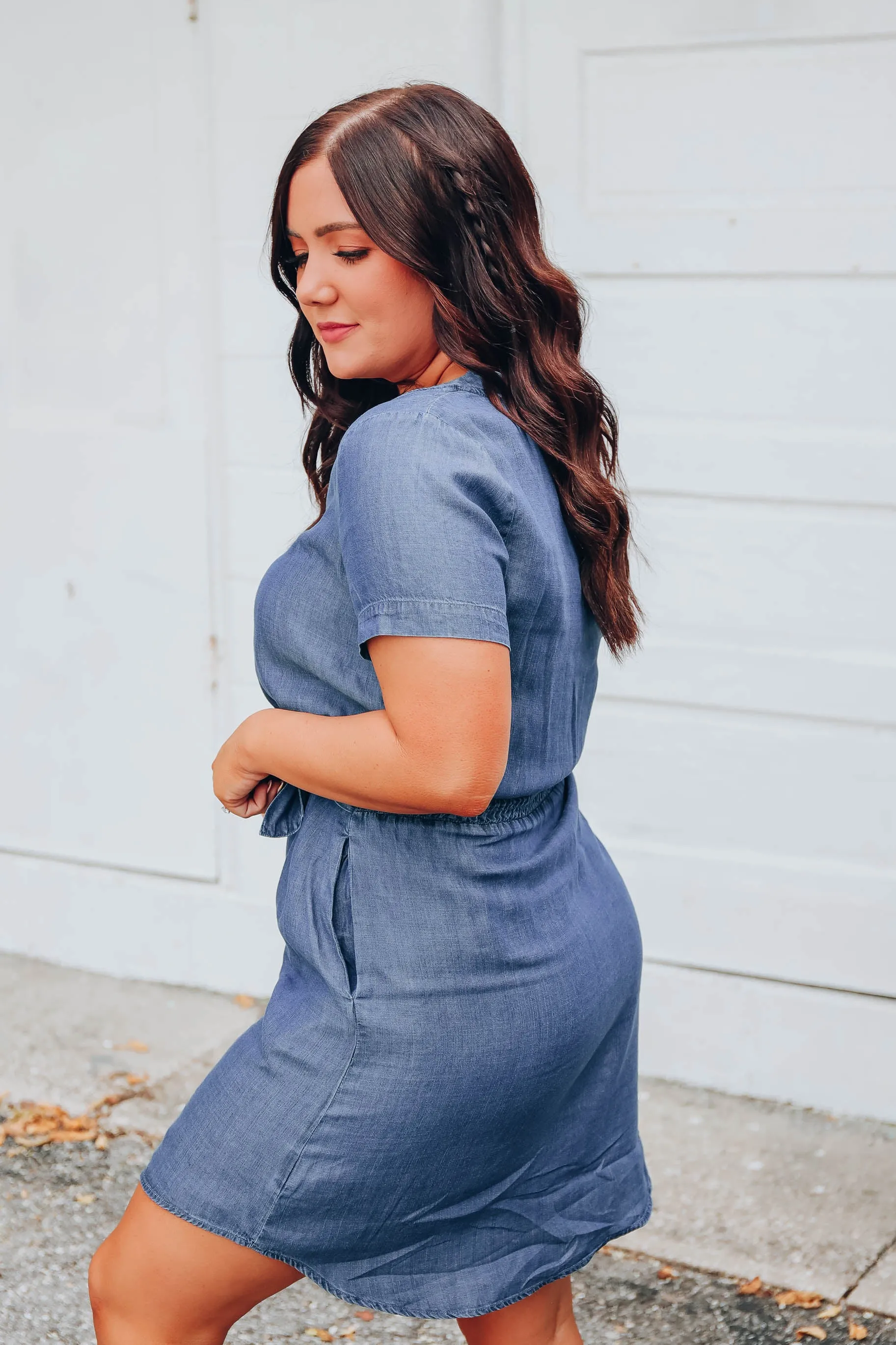 Callie Chambray Tie Front Dress