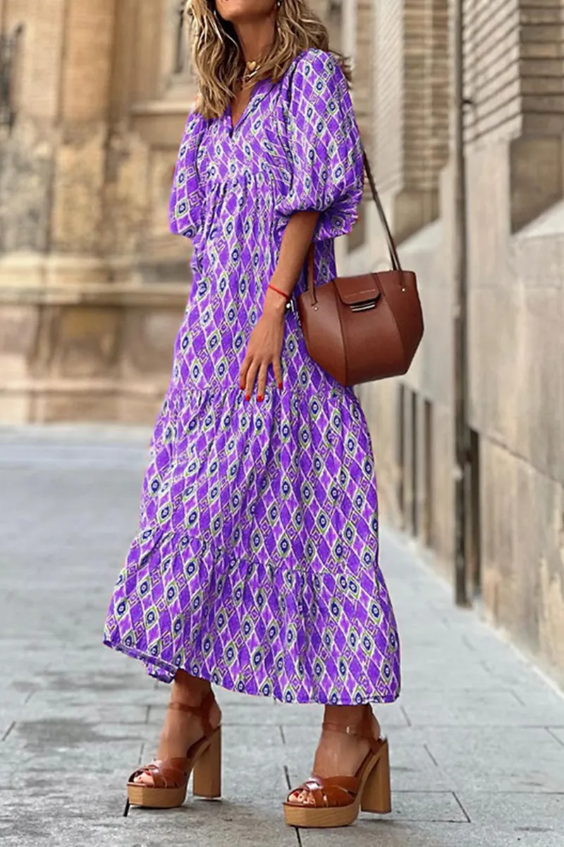 Casual Print Straight Dresses(3 Colors)