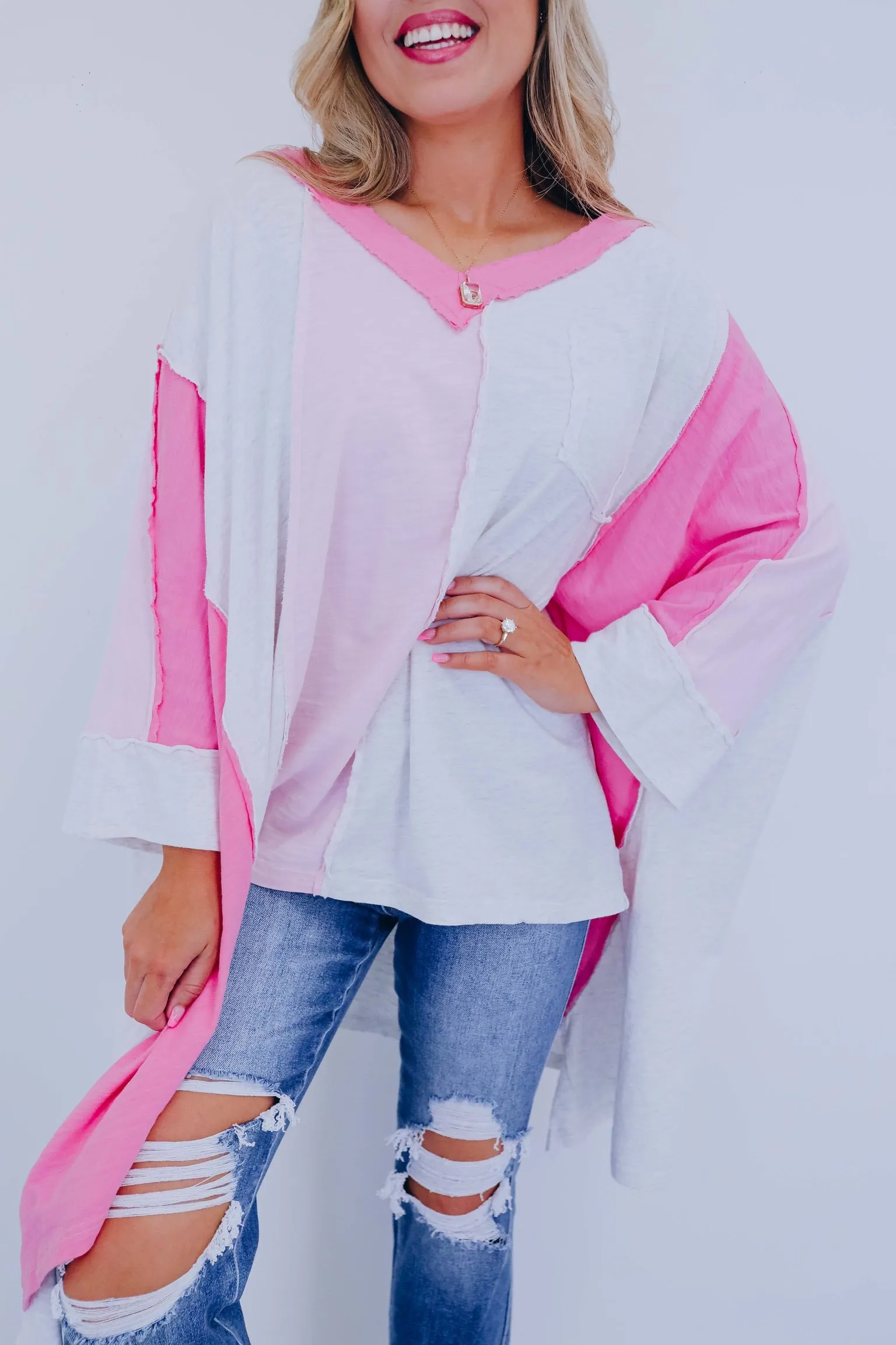 Coastal Charm Oversized Colorblock Top - 2 Colors