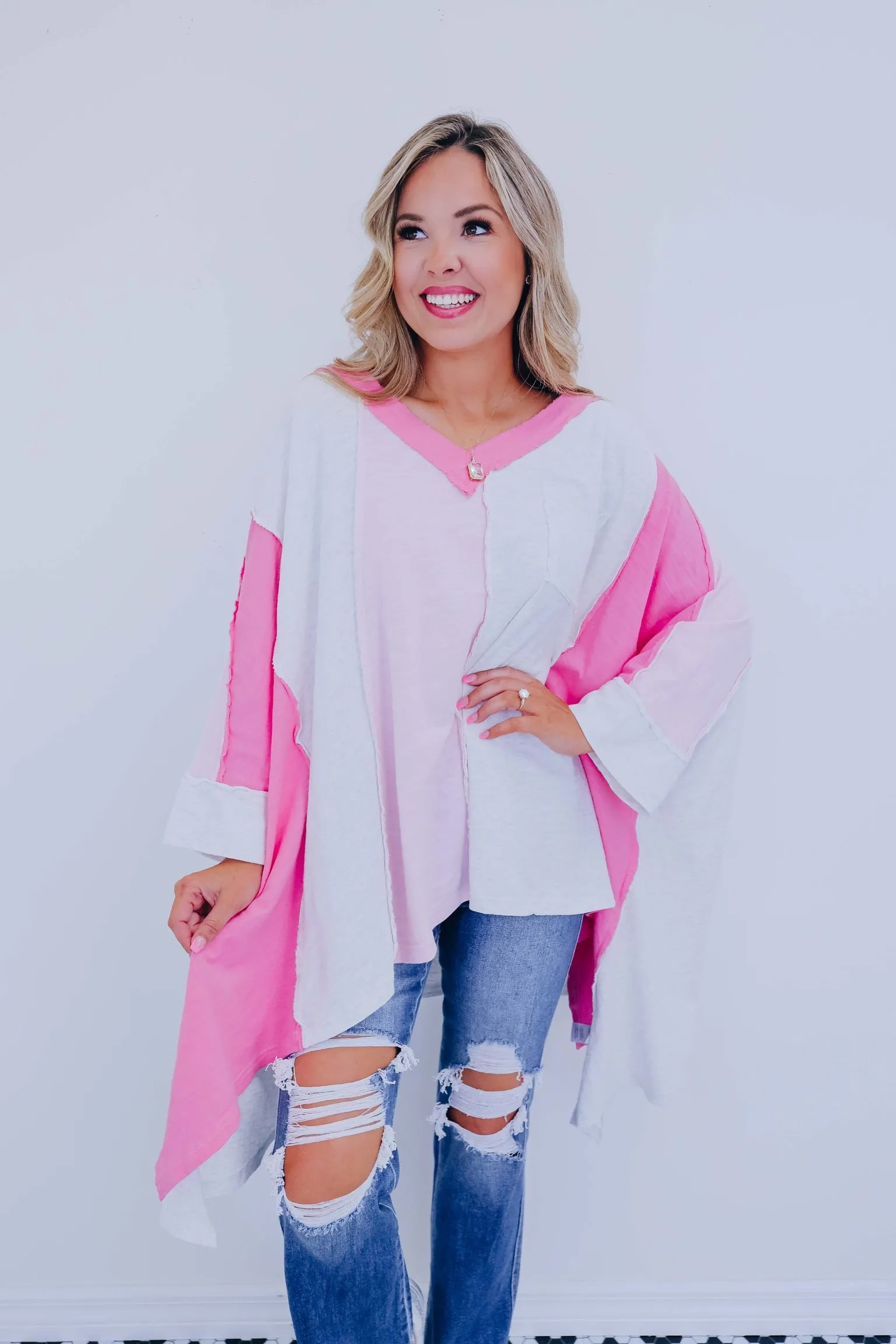 Coastal Charm Oversized Colorblock Top - 2 Colors