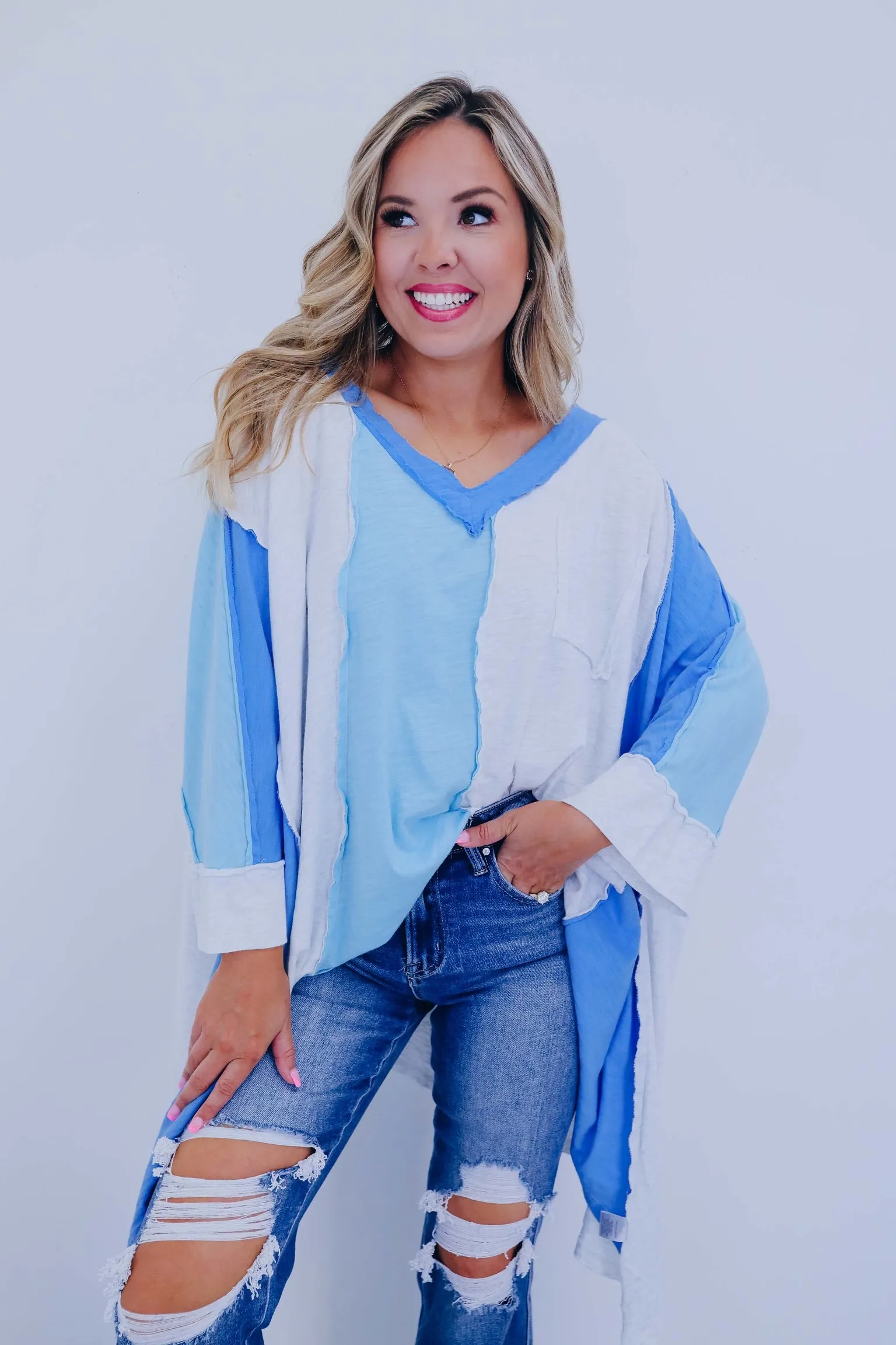 Coastal Charm Oversized Colorblock Top - 2 Colors