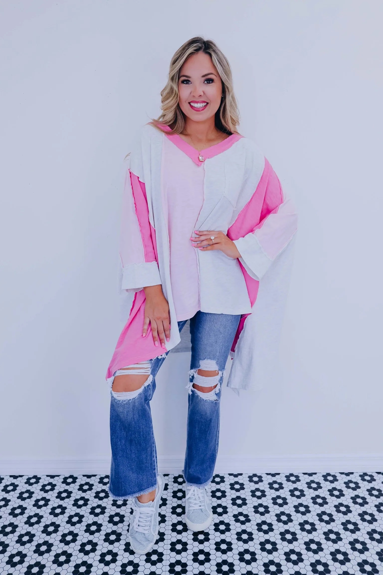 Coastal Charm Oversized Colorblock Top - 2 Colors