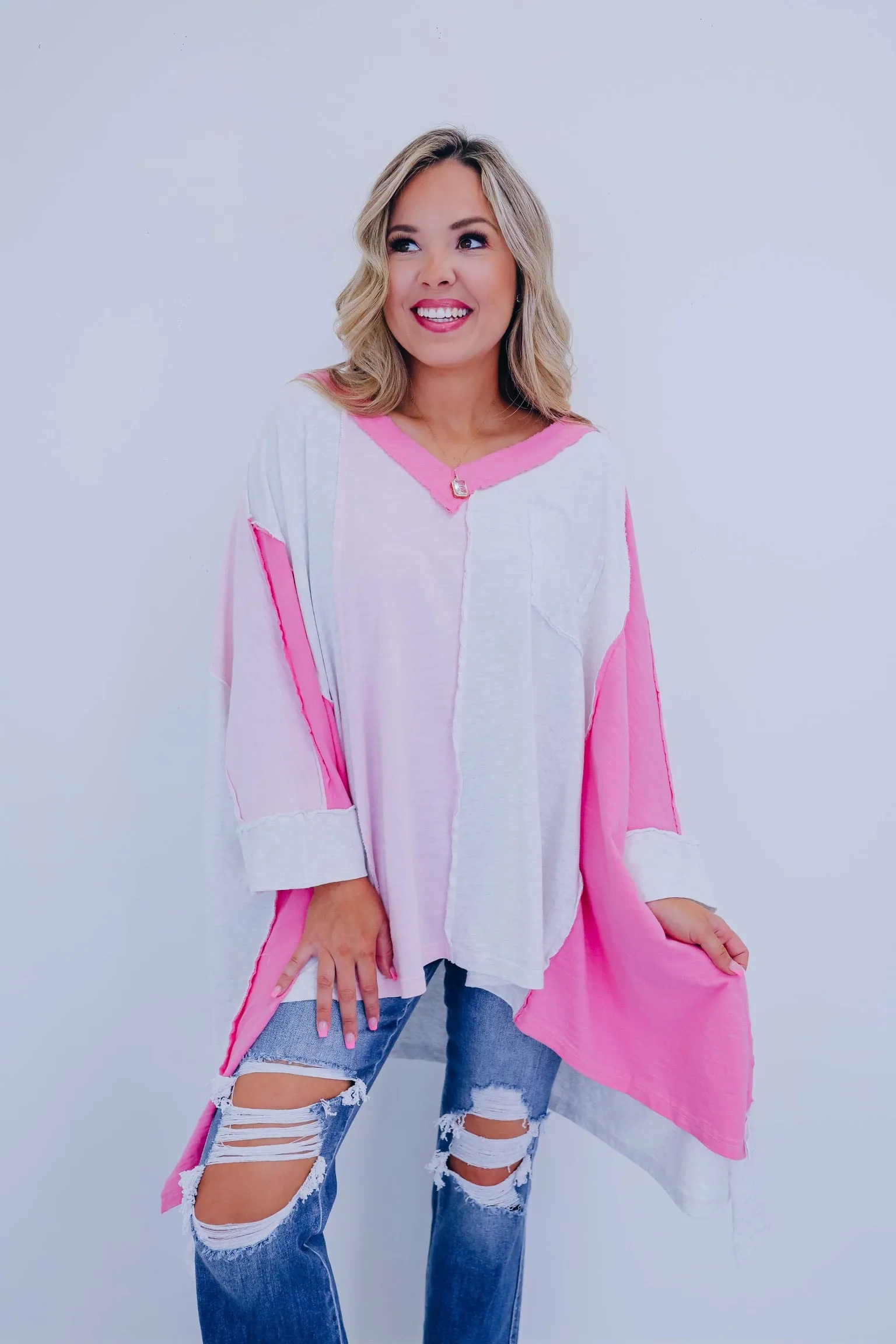 Coastal Charm Oversized Colorblock Top - 2 Colors