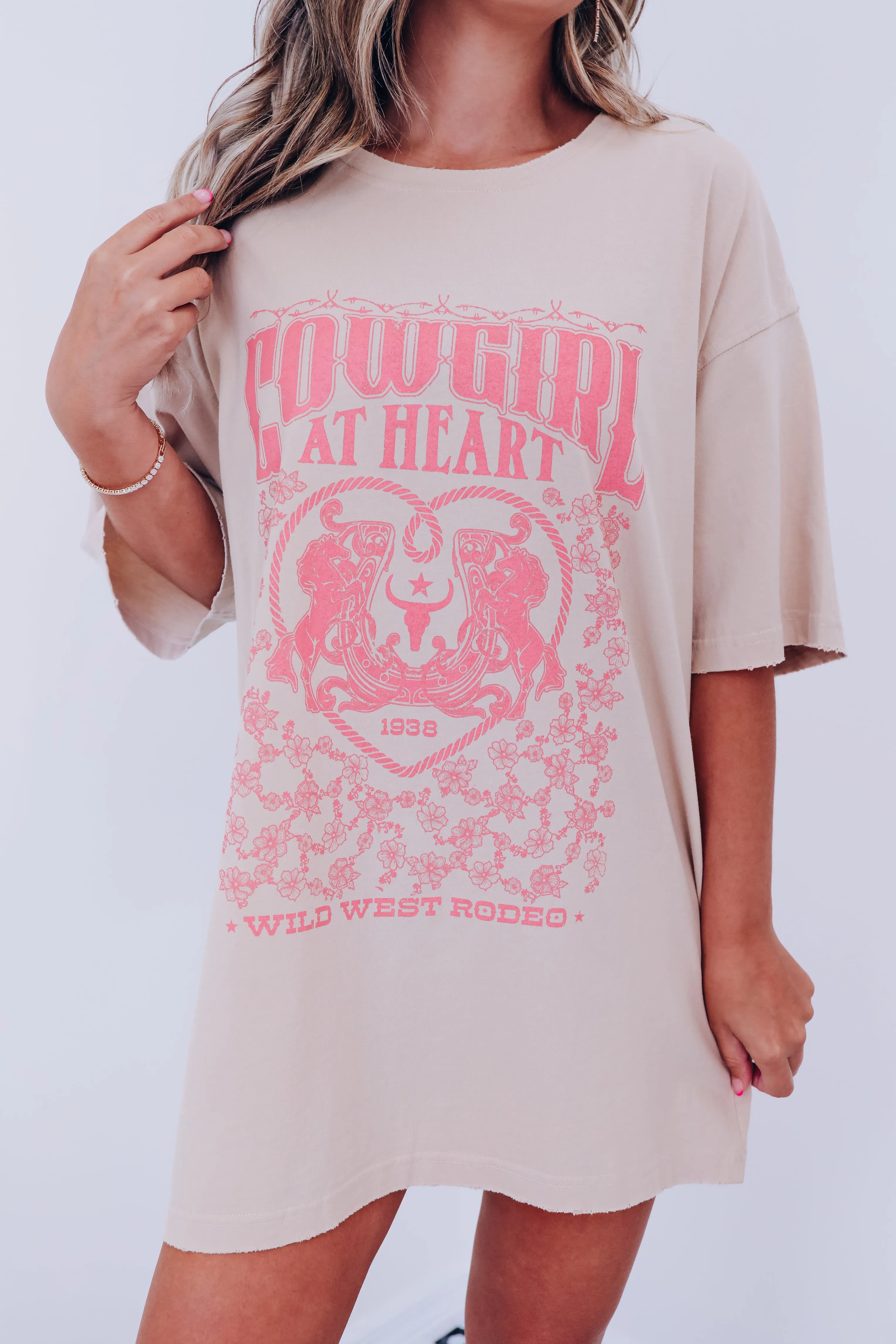Cowgirl At Heart Graphic Tee - Beige
