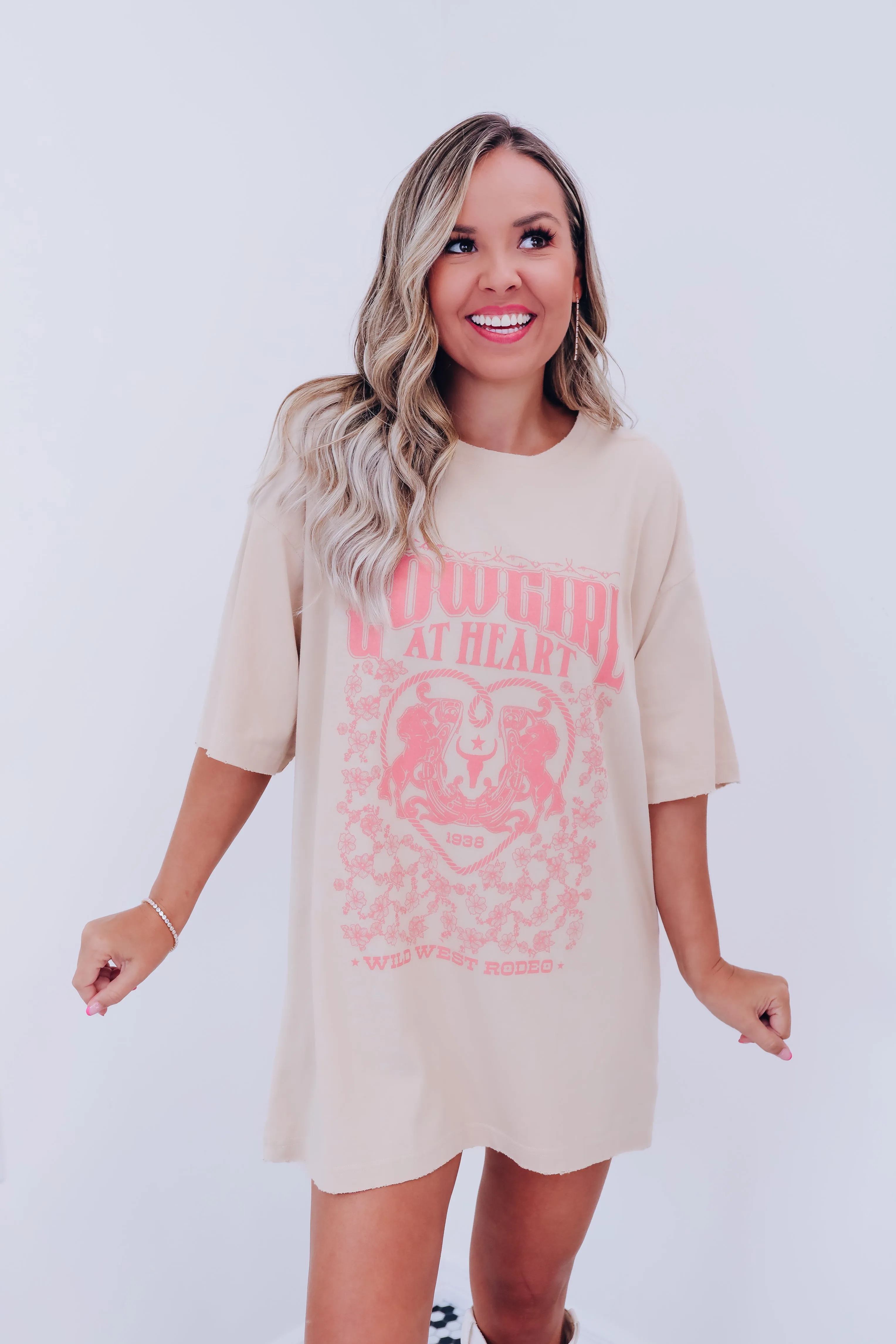 Cowgirl At Heart Graphic Tee - Beige