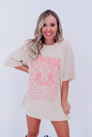 Cowgirl At Heart Graphic Tee - Beige