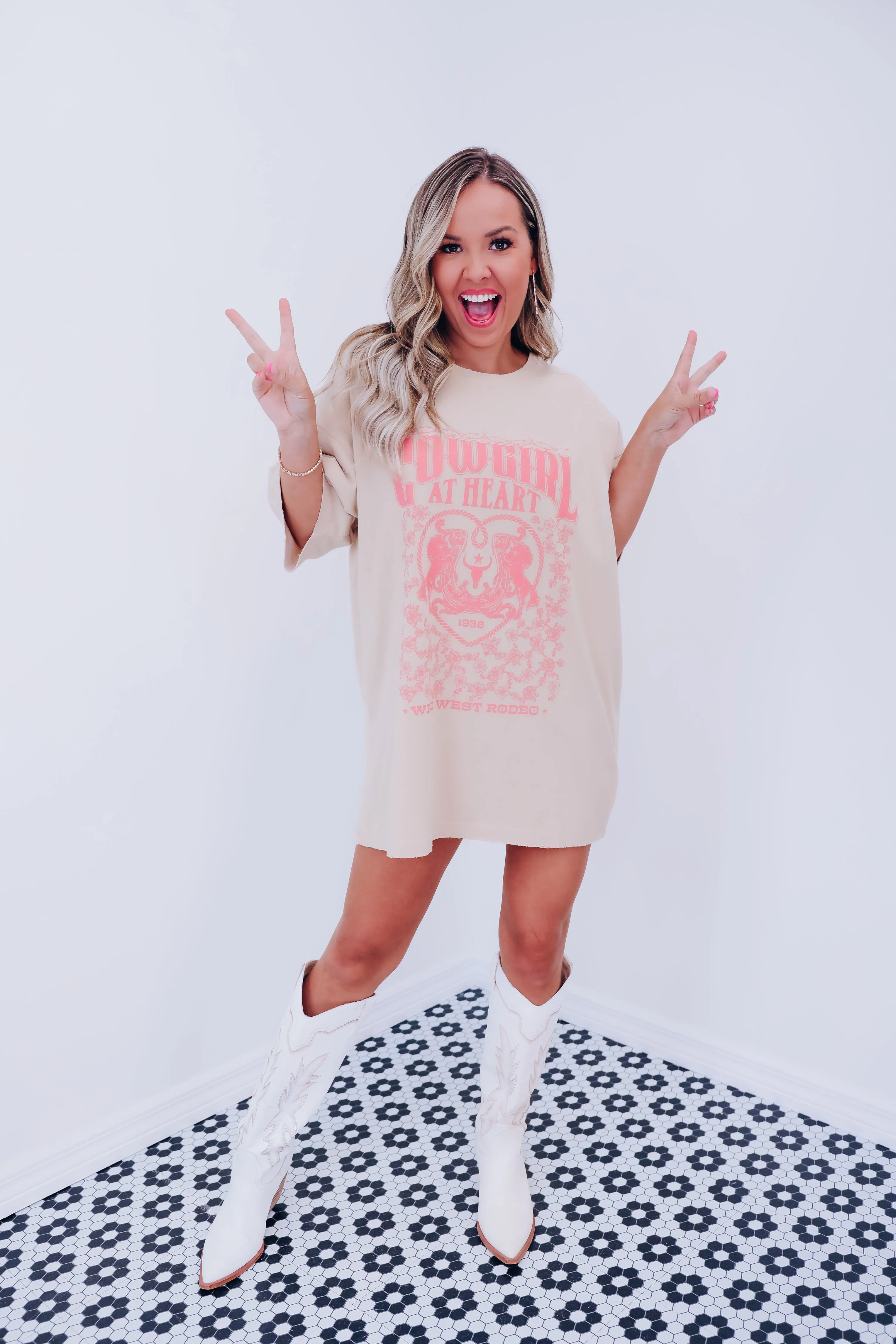 Cowgirl At Heart Graphic Tee - Beige