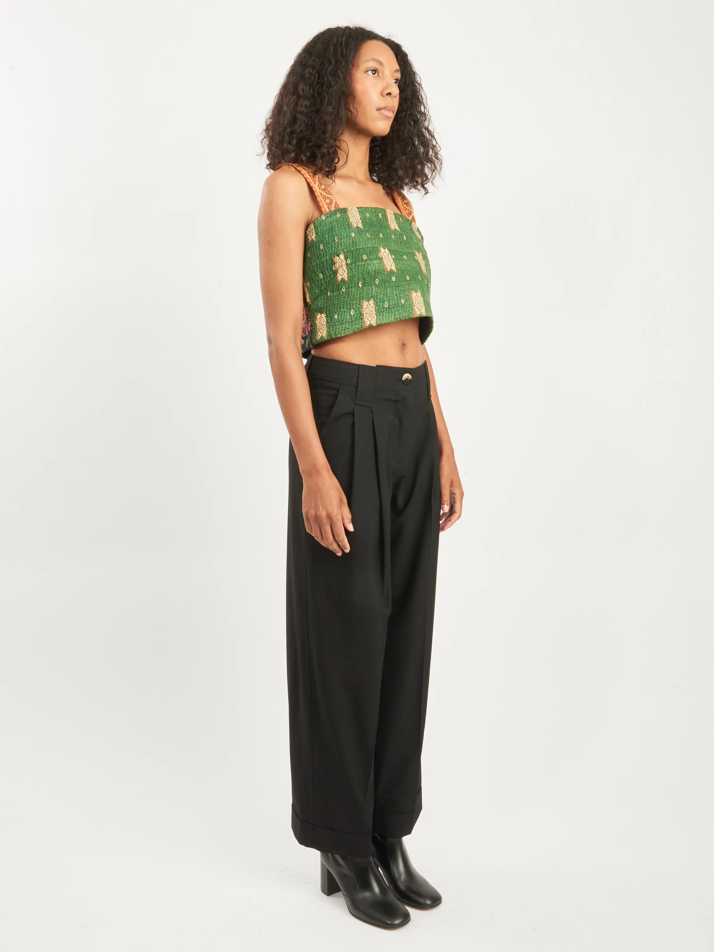 Green Kantha Scrap Tank