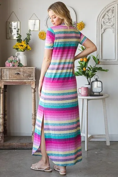 Hazel Blues® | Heimish Striped Short Sleeve Maxi Tee Dress