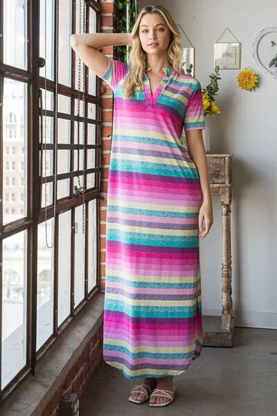 Hazel Blues® | Heimish Striped Short Sleeve Maxi Tee Dress