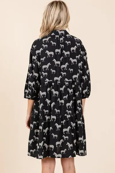 Hazel Blues® |  Mittoshop Zebra Print Button Down Shirt Mini Dress
