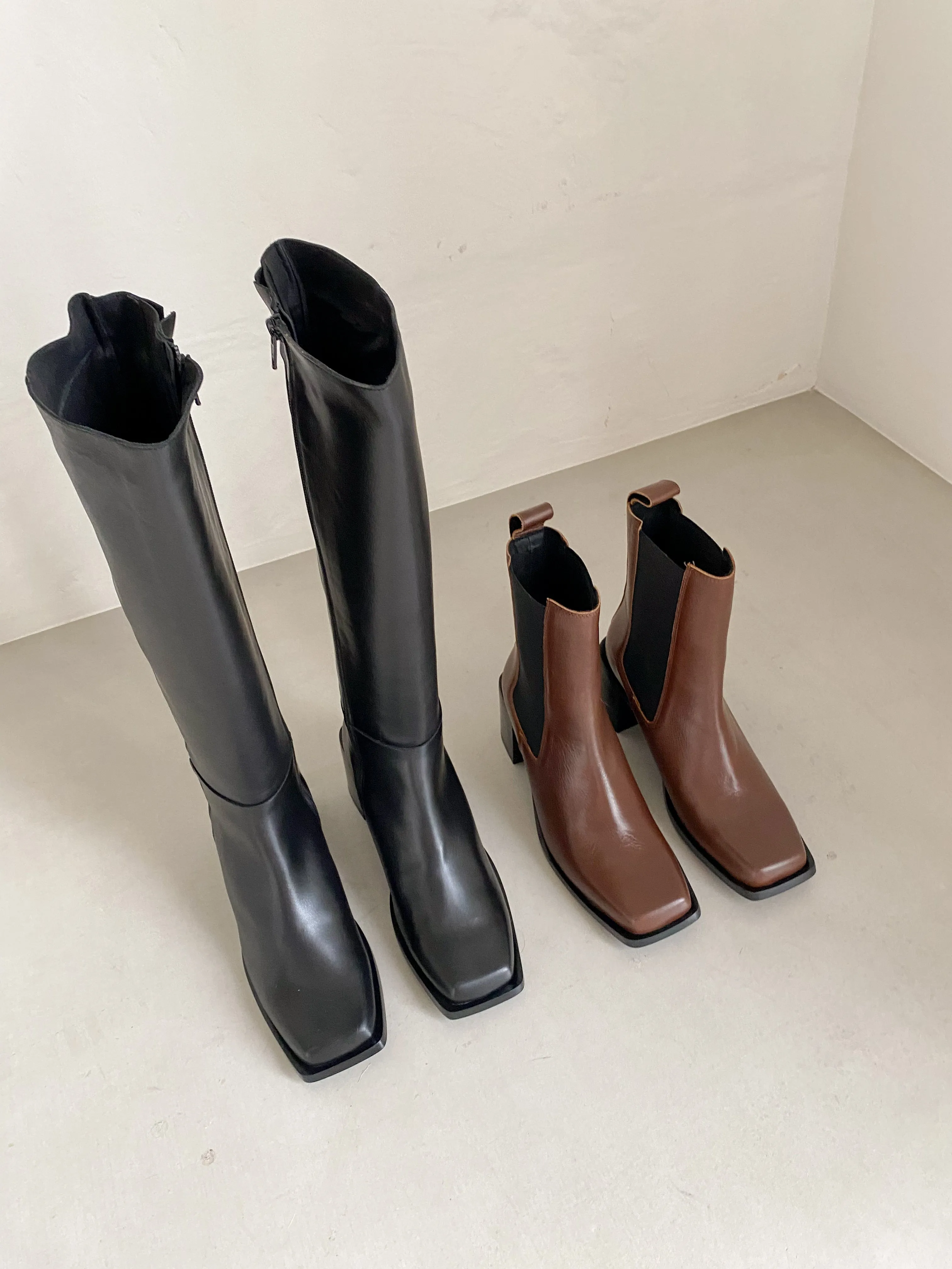 High Squared Heel Boots