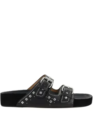 ISABEL MARANT Black leather Lennyo slippers