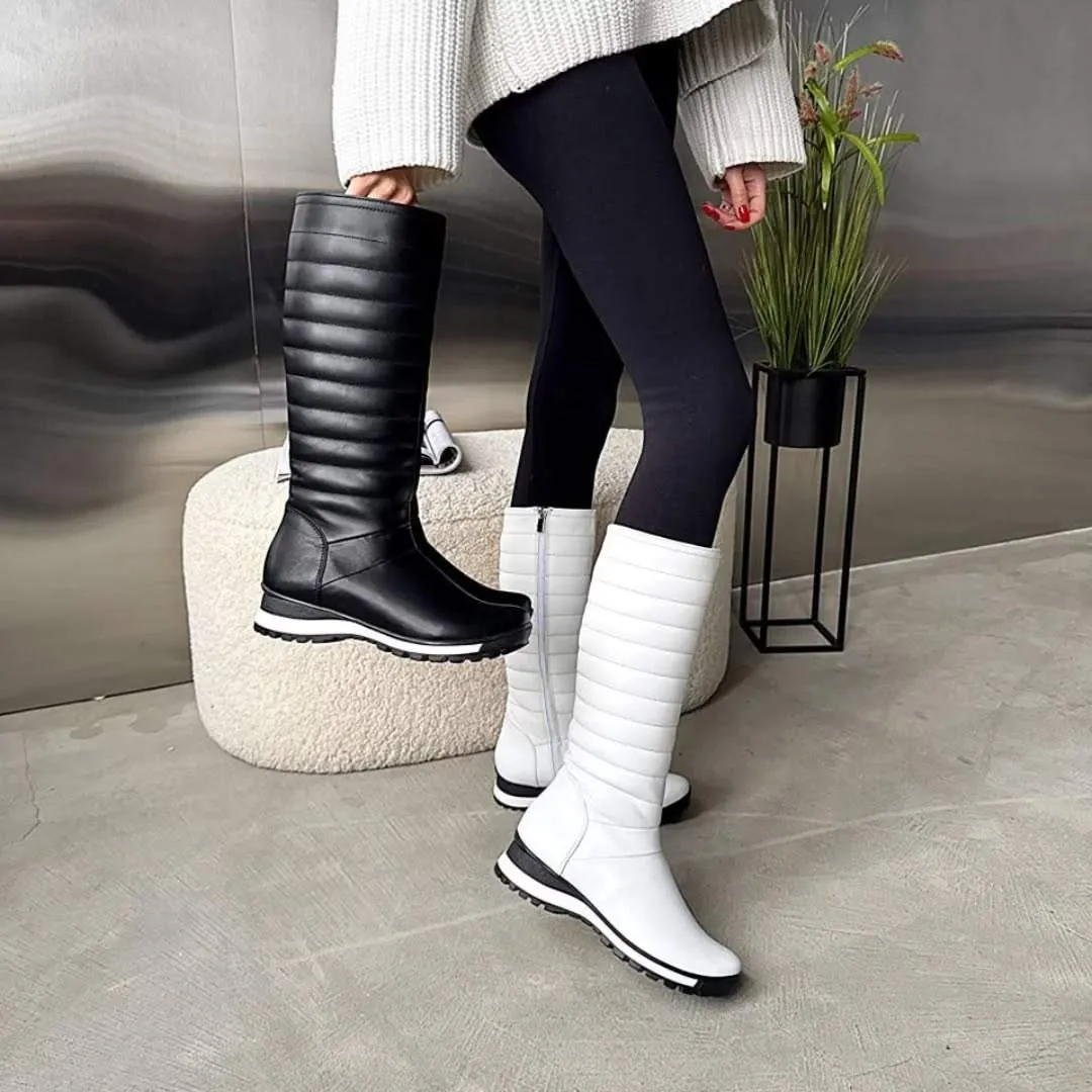knee-high wool high boots for women
