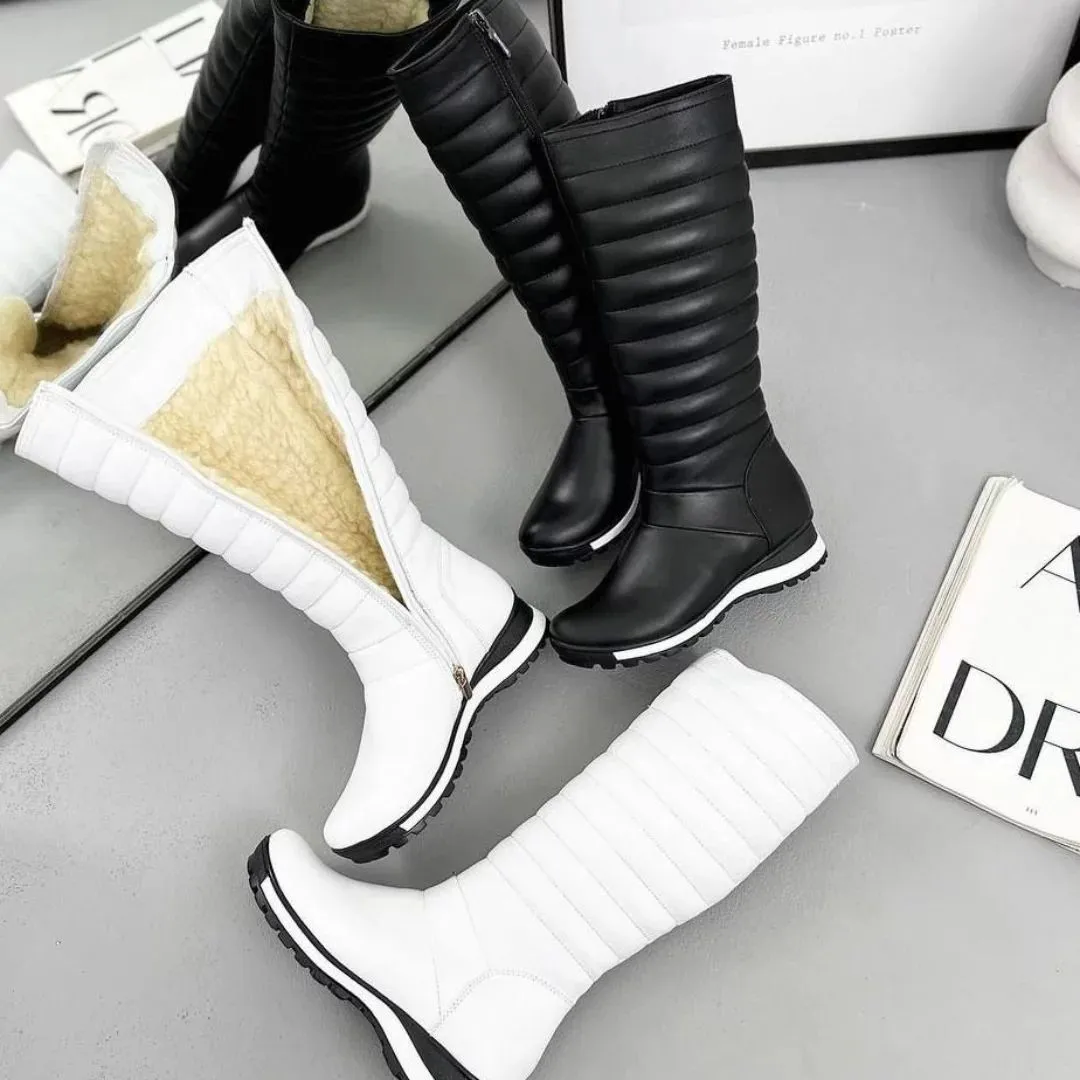knee-high wool high boots for women