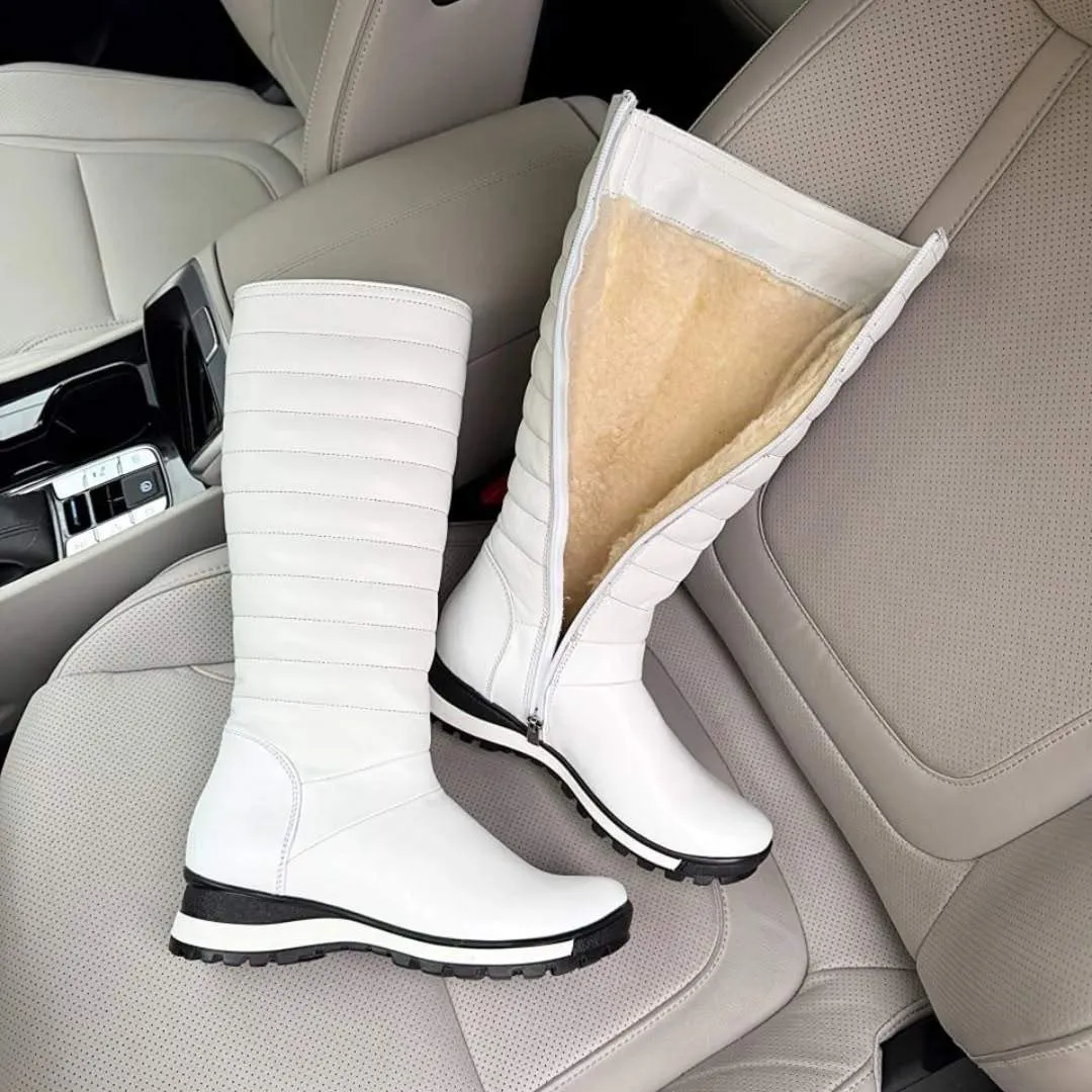knee-high wool high boots for women