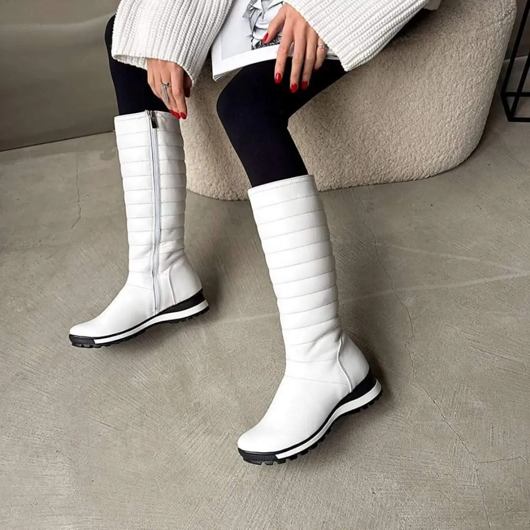 knee-high wool high boots for women