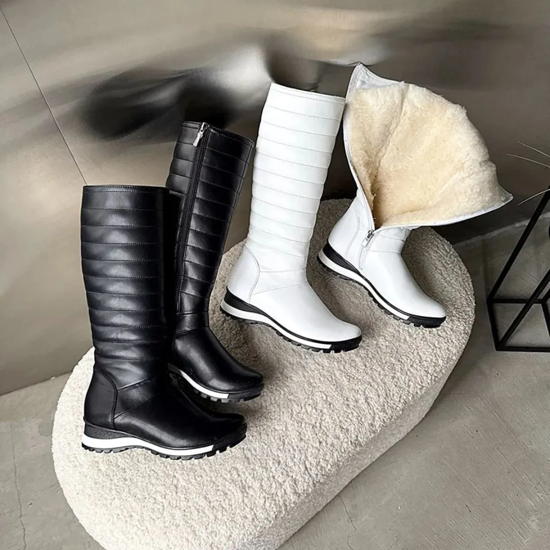 knee-high wool high boots for women