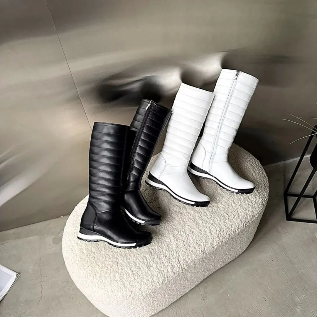 knee-high wool high boots for women