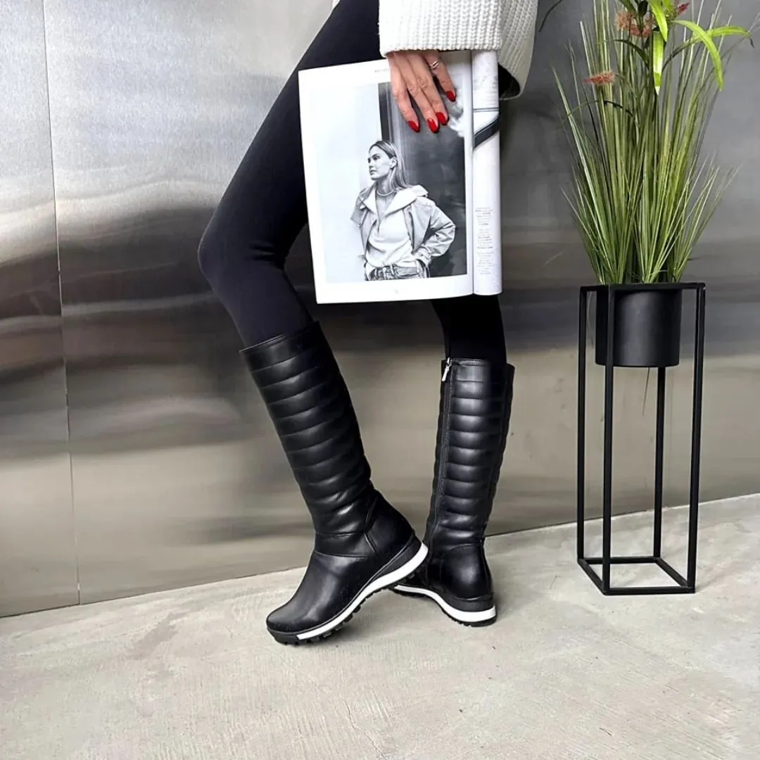 knee-high wool high boots for women