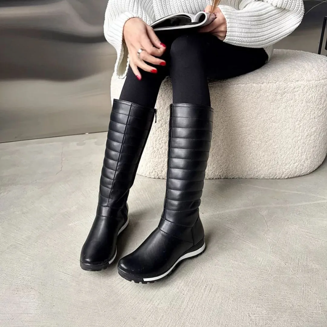 knee-high wool high boots for women