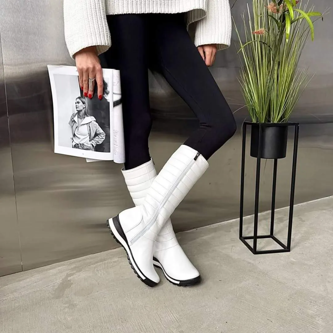 knee-high wool high boots for women