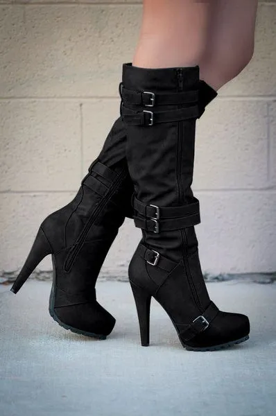 Leather Boots Stiletto Heel High Boots Knee High Boots