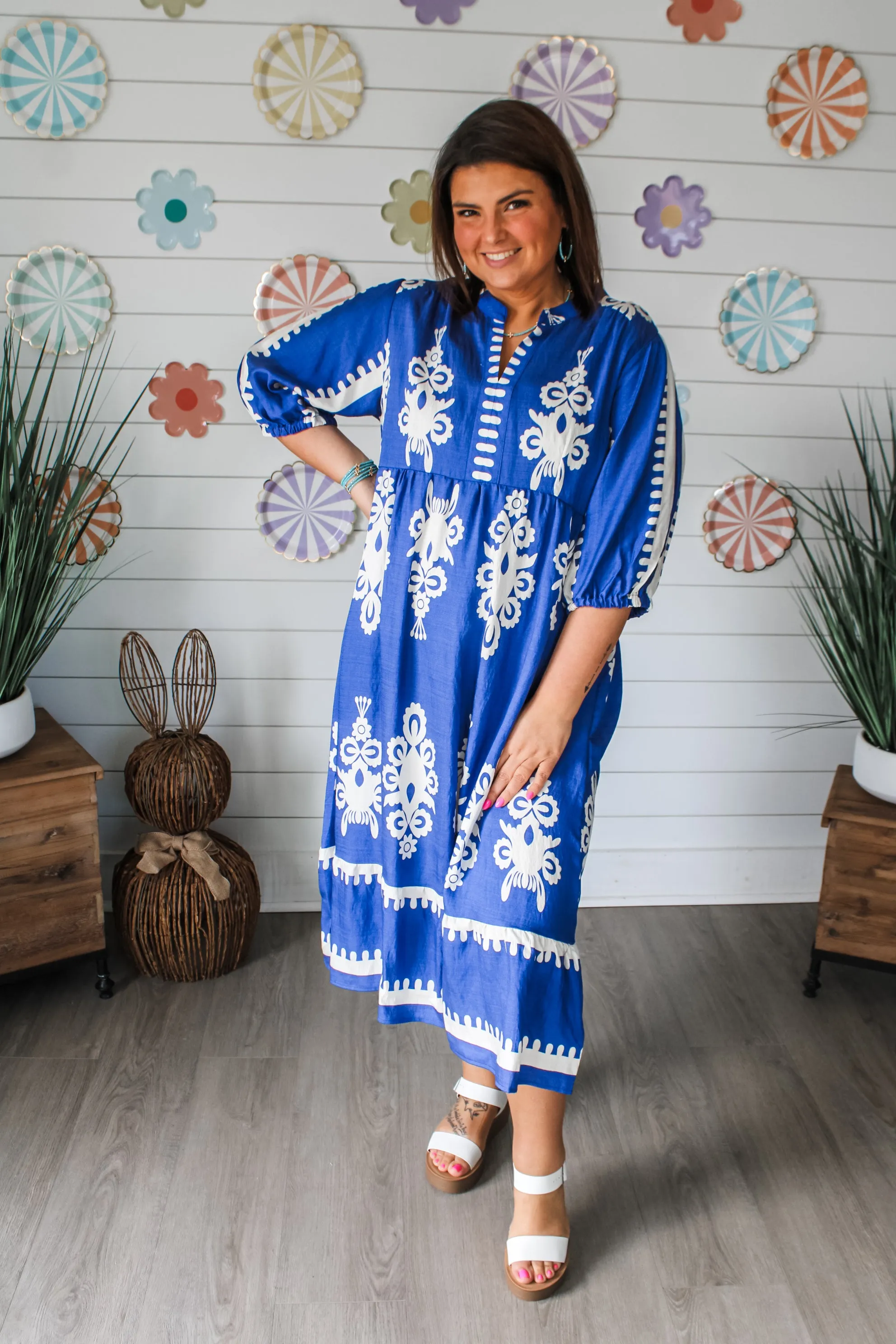 Maya Printed Midi • Cobalt Blue - PLUS