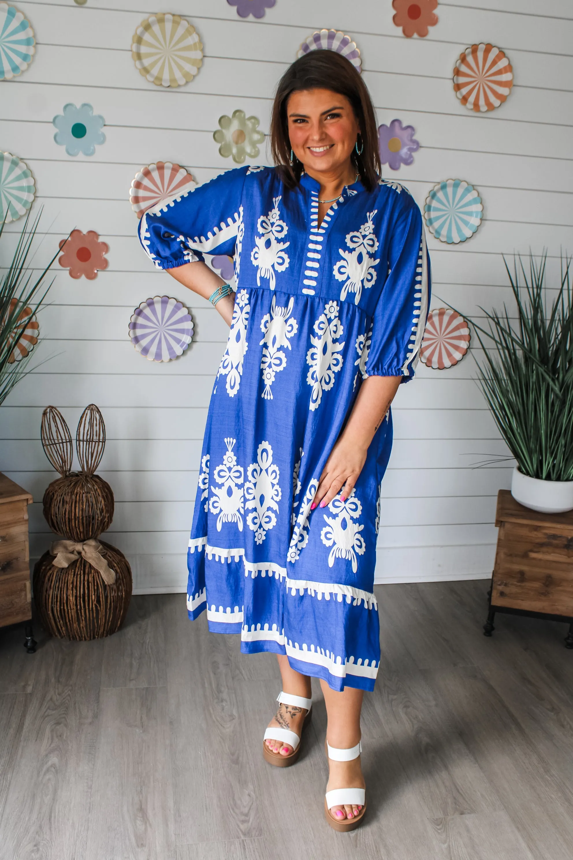 Maya Printed Midi • Cobalt Blue - PLUS