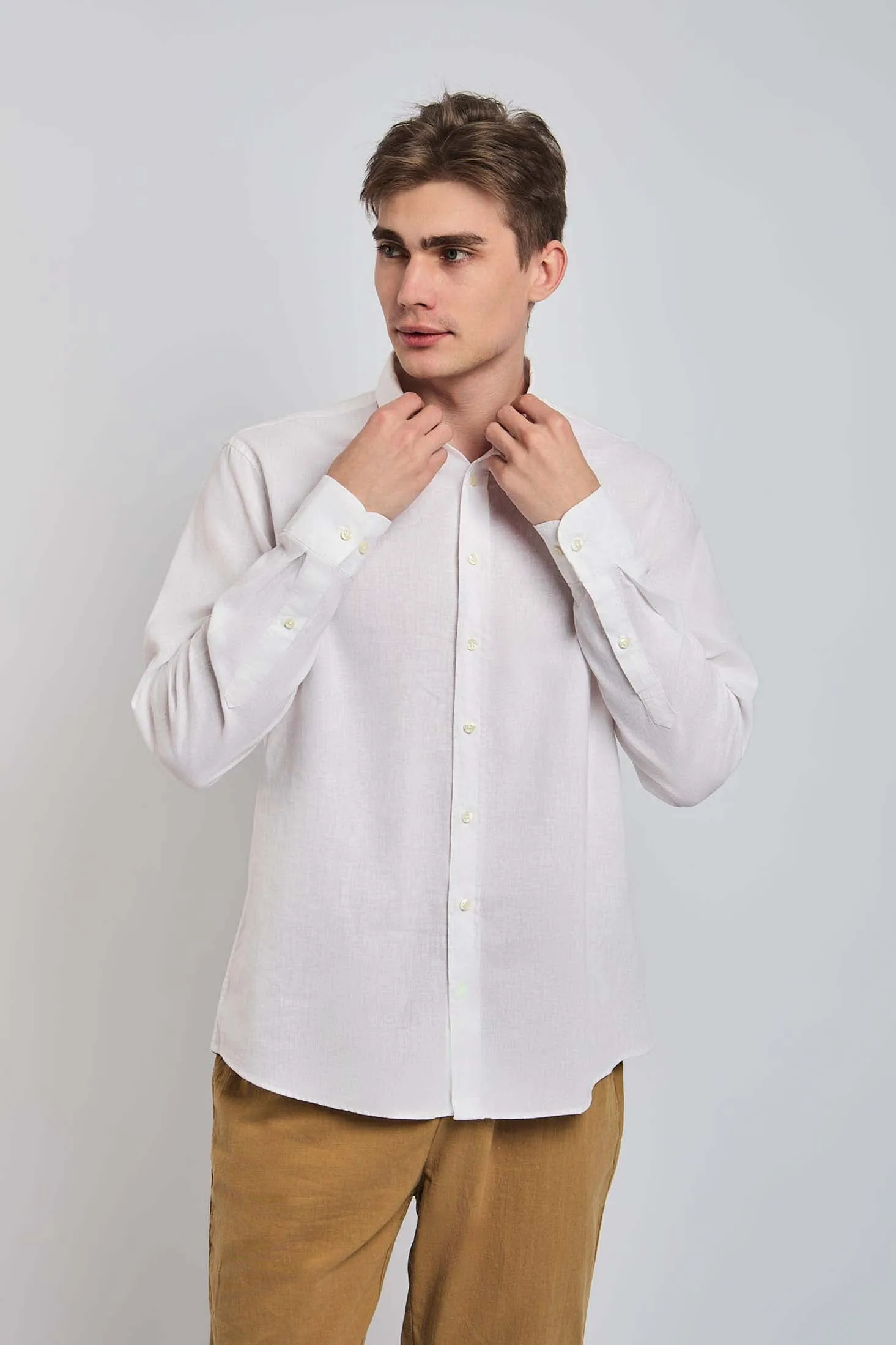 Men Shirt Casual Regular Fit White