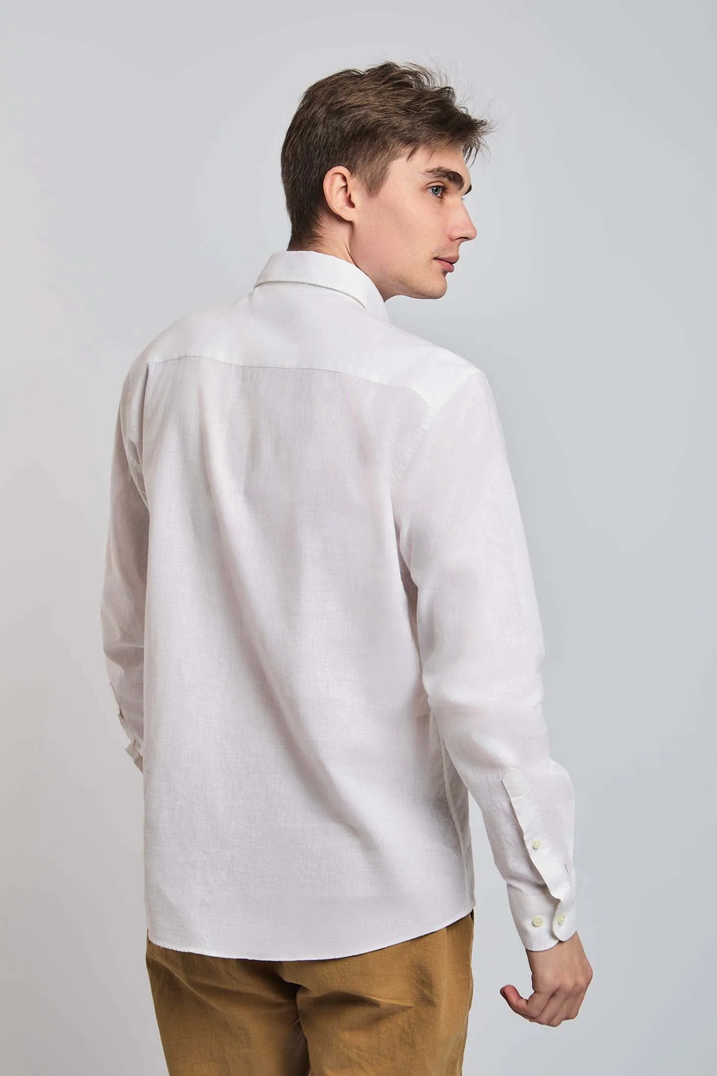 Men Shirt Casual Regular Fit White