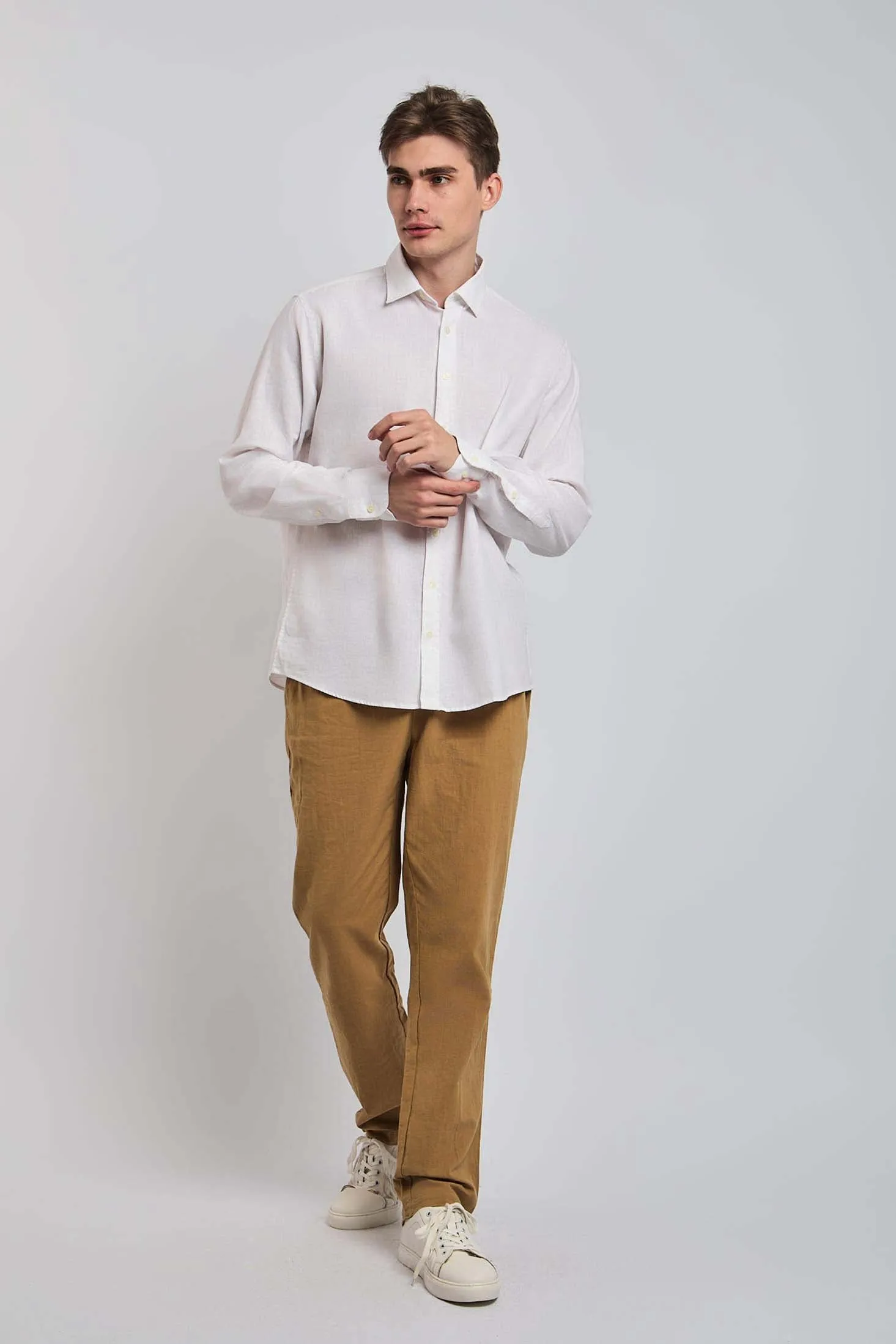 Men Shirt Casual Regular Fit White