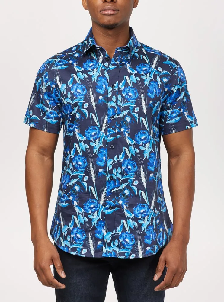 Men's casual short sleeve stretch shirt