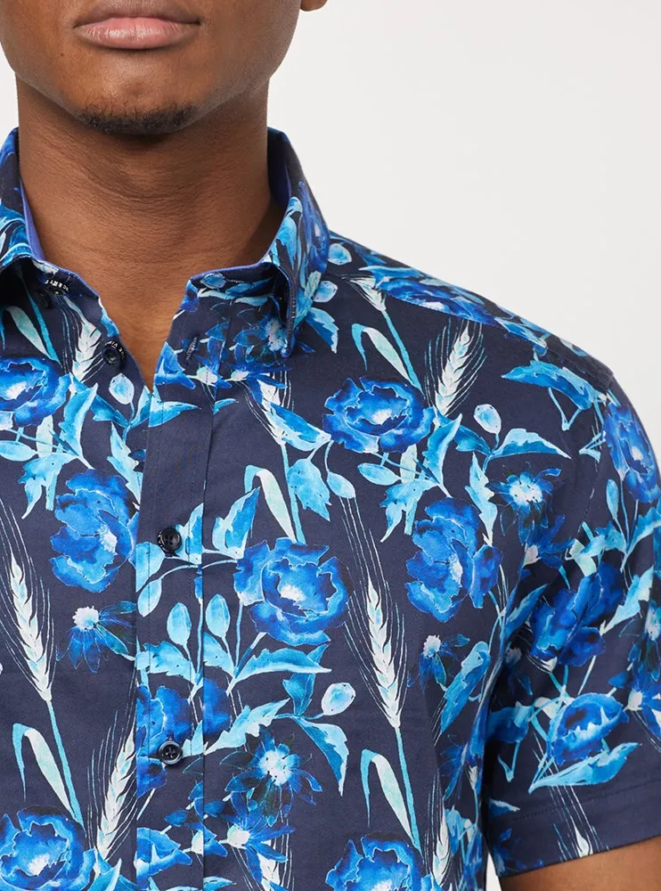 Men's casual short sleeve stretch shirt