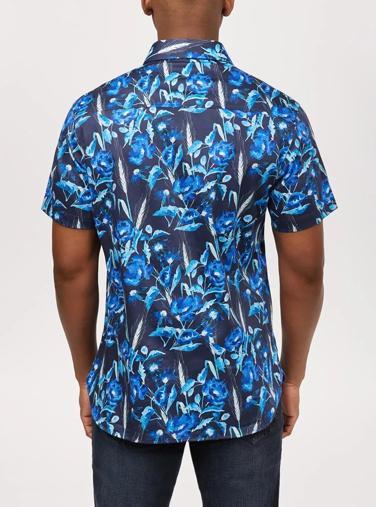 Men's casual short sleeve stretch shirt