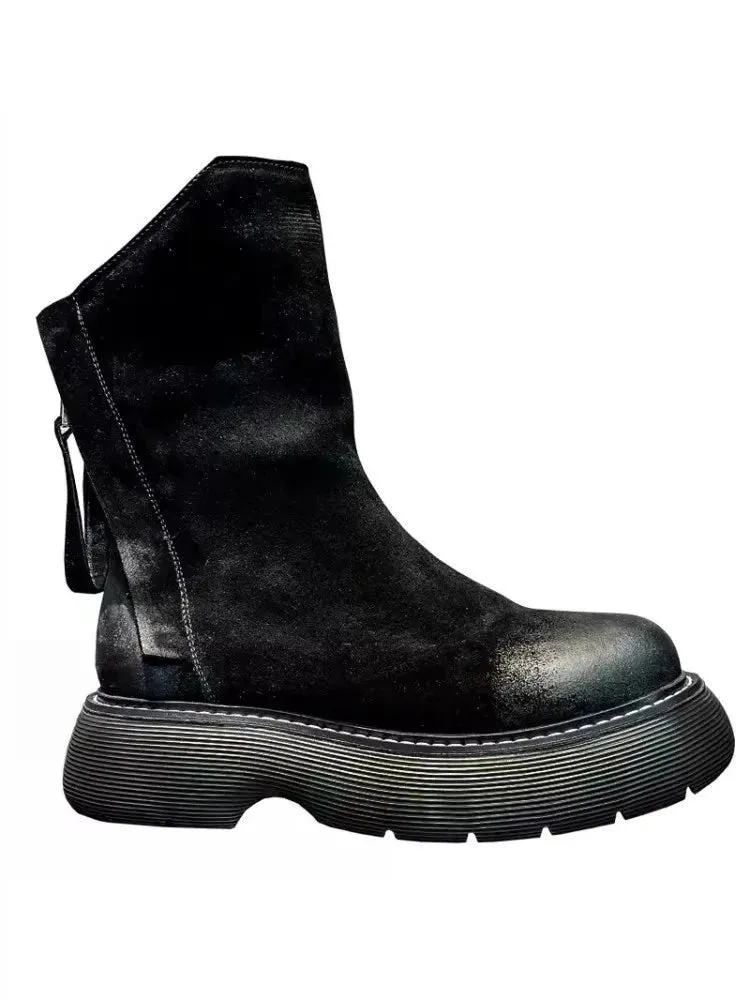 Men's High Top Double Zipper Thick Platform Boots