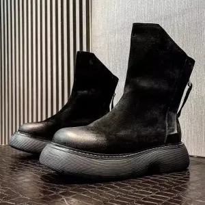 Men's High Top Double Zipper Thick Platform Boots
