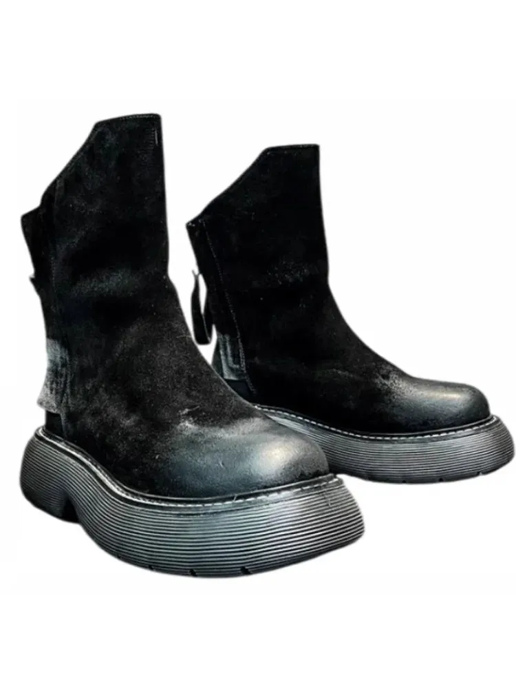 Men's High Top Double Zipper Thick Platform Boots