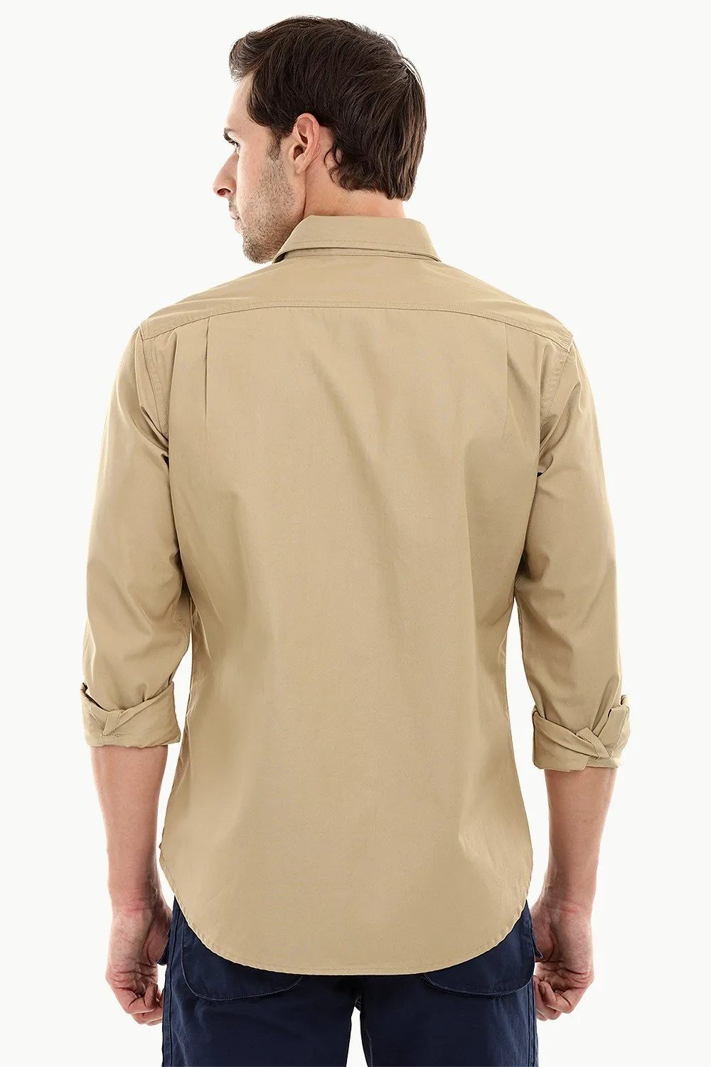 Men's Khaki Casual Twill Shirt