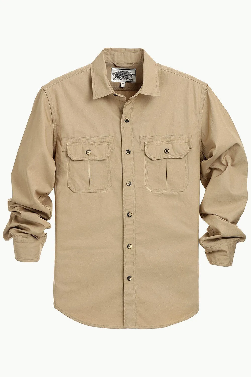 Men's Khaki Casual Twill Shirt