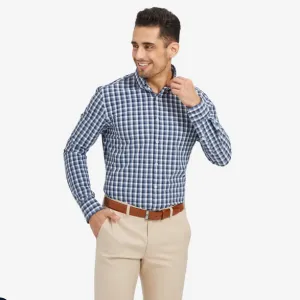 Men's Mizzen   Main | Leeward Trim Long Sleeve | Navy White Multi Check