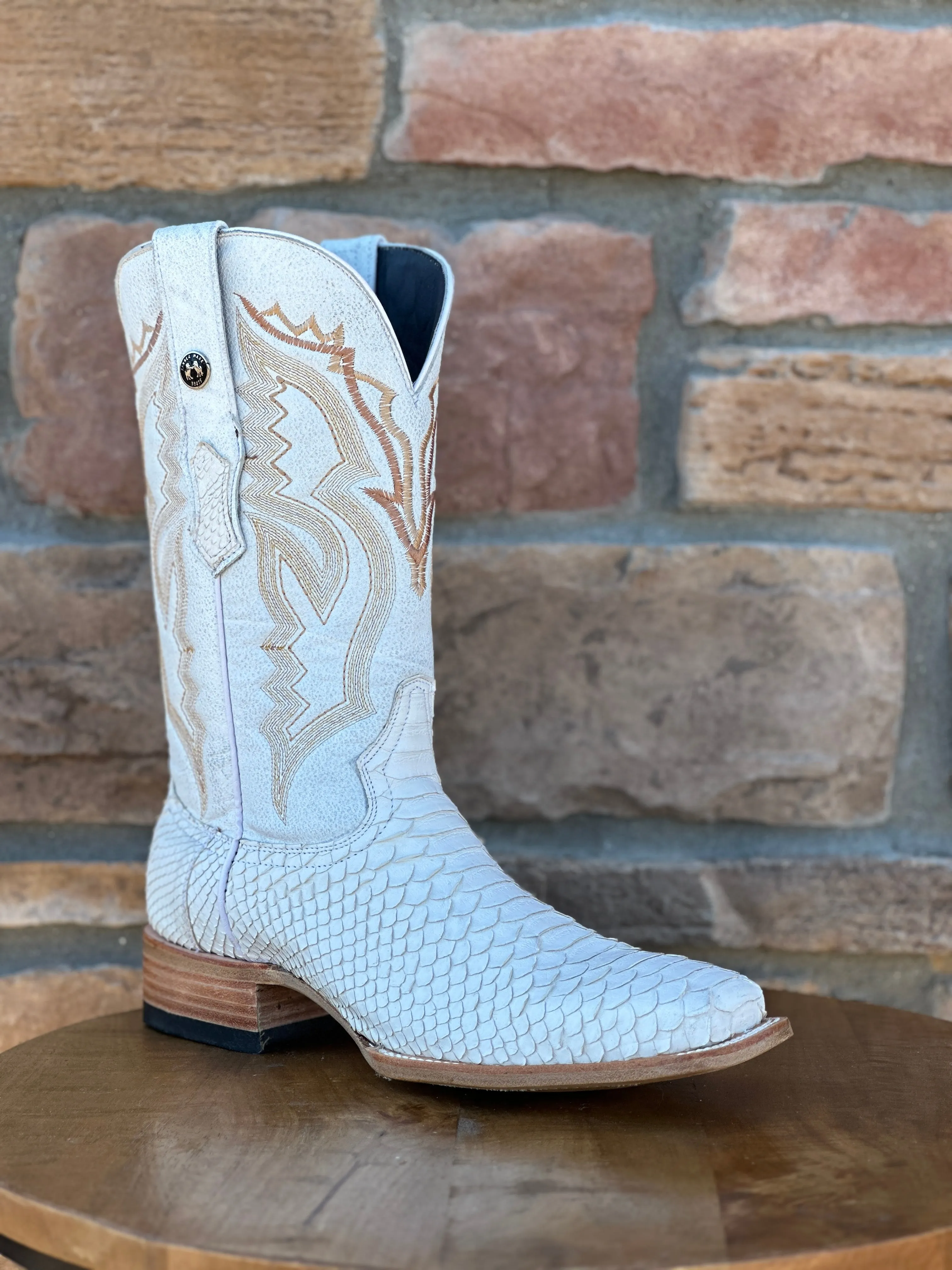 Men's Tanner Mark Genuine Python White Wide Square Toe