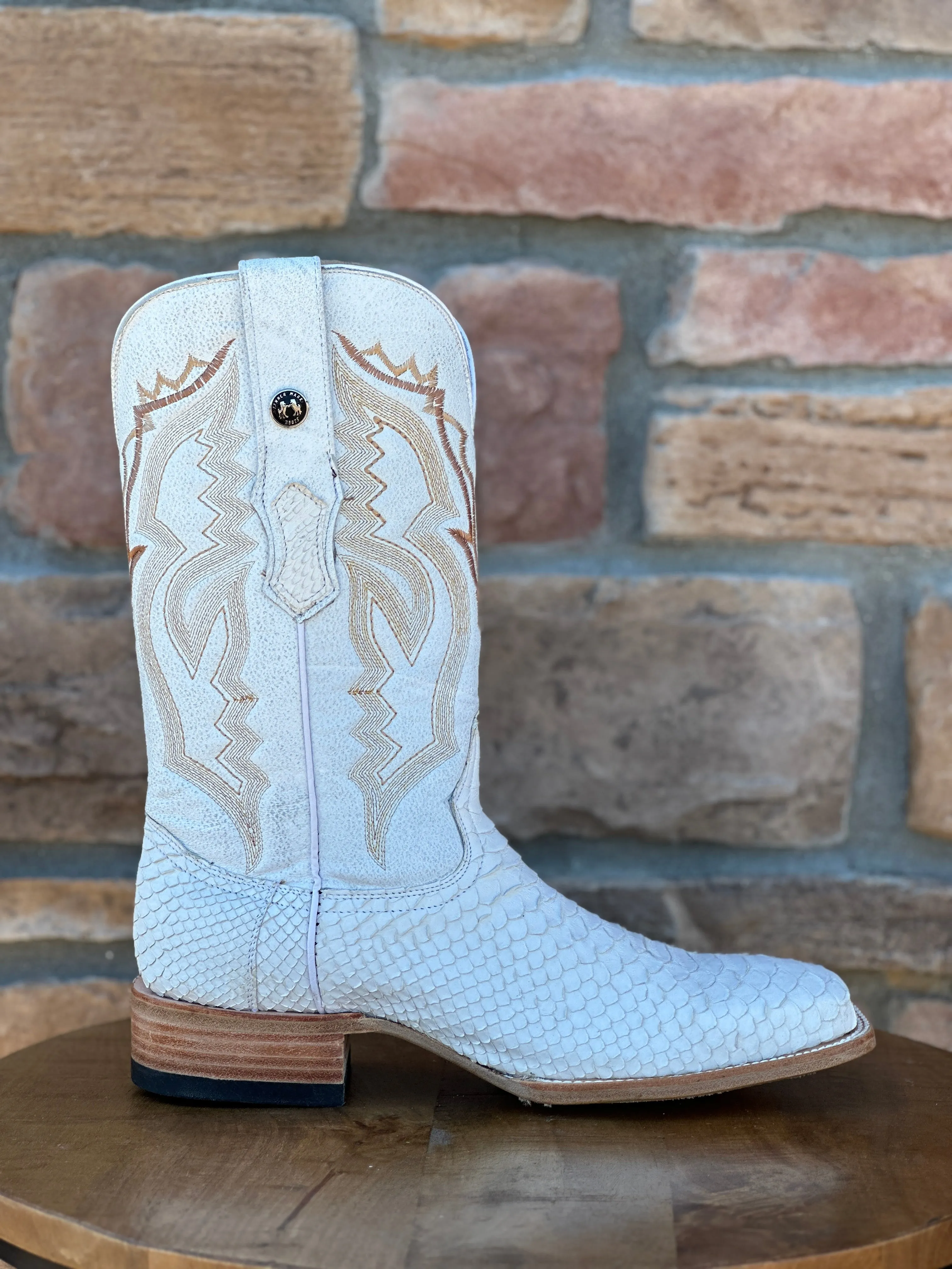 Men's Tanner Mark Genuine Python White Wide Square Toe