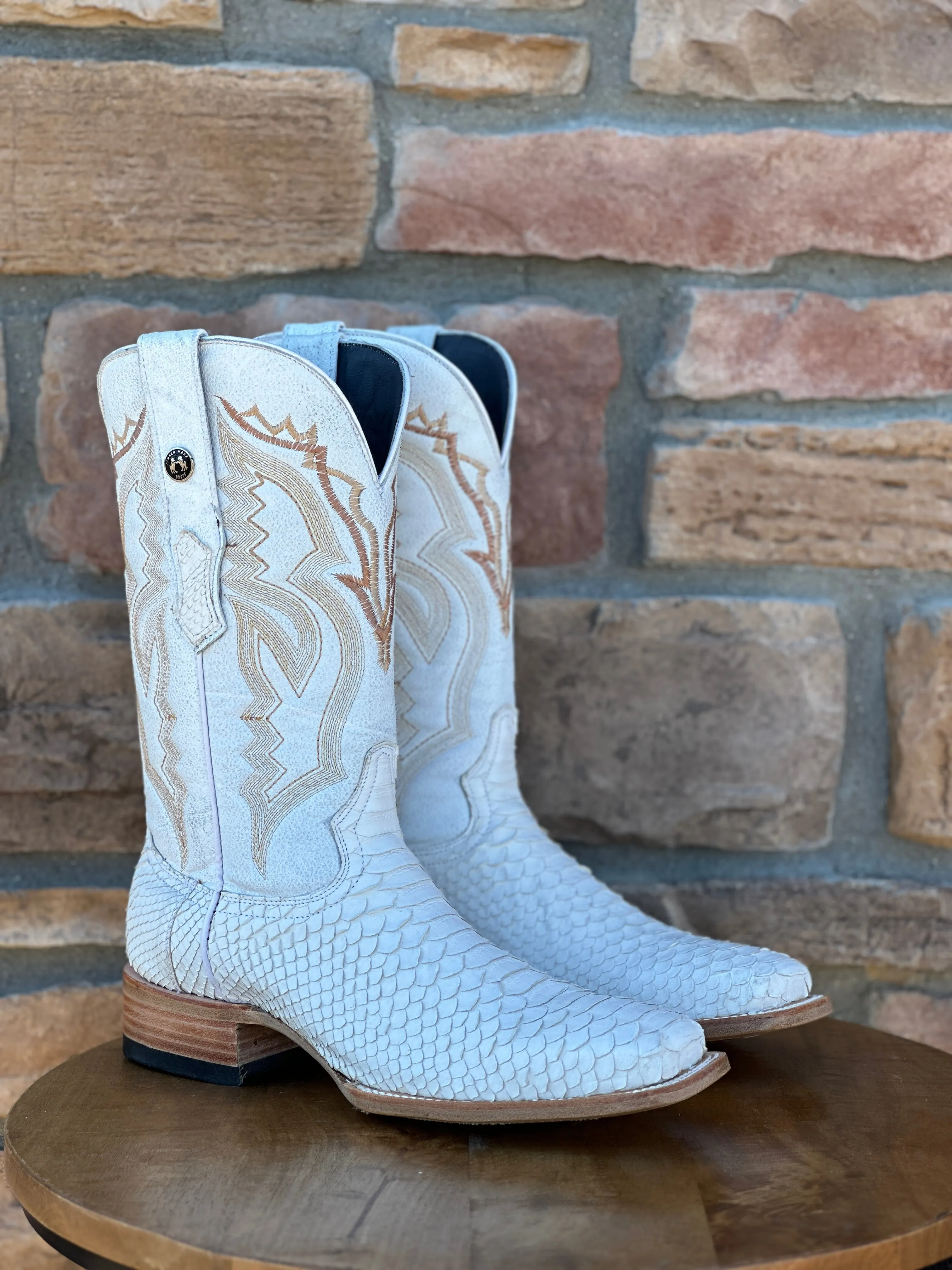 Men's Tanner Mark Genuine Python White Wide Square Toe