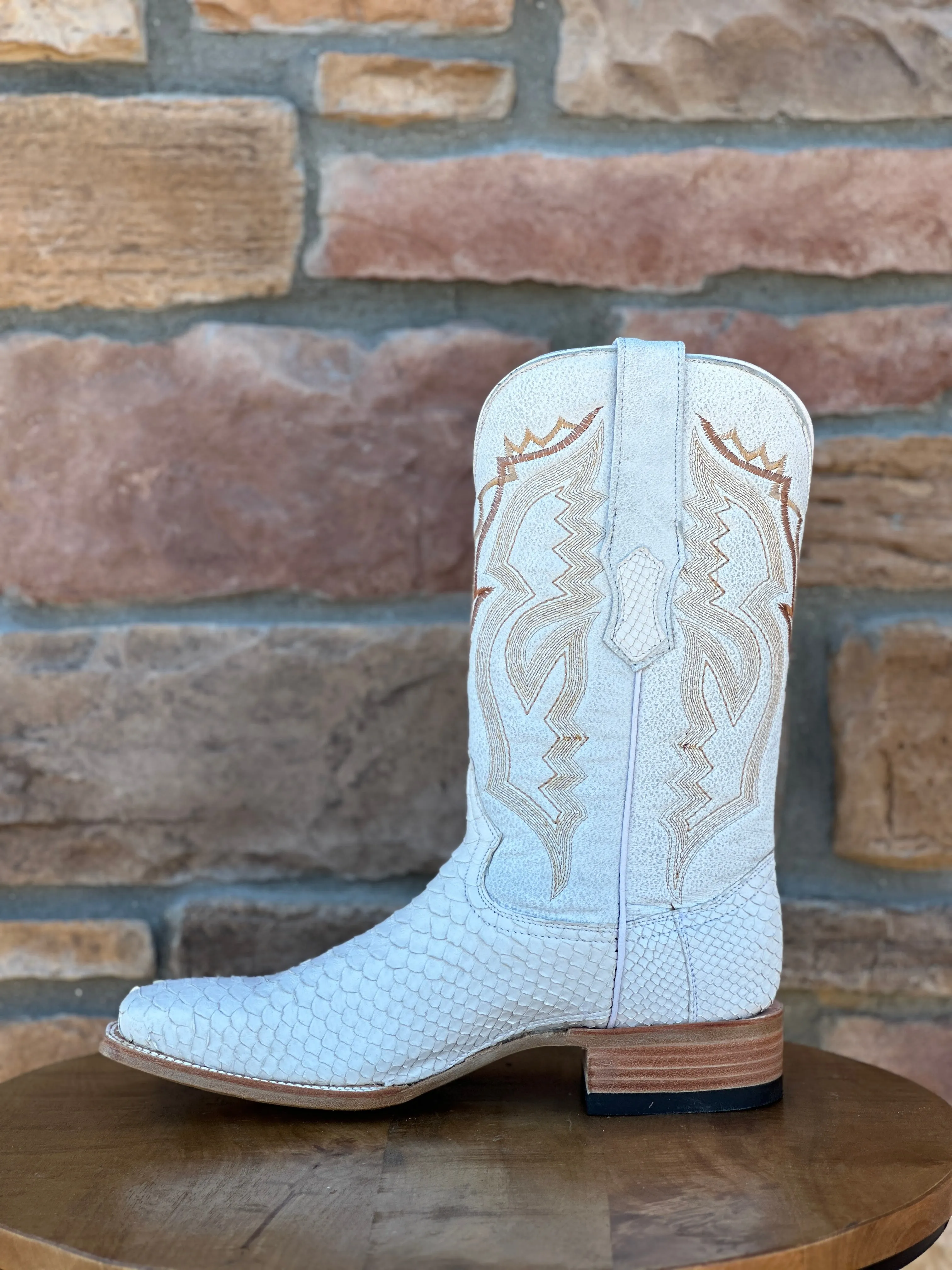 Men's Tanner Mark Genuine Python White Wide Square Toe