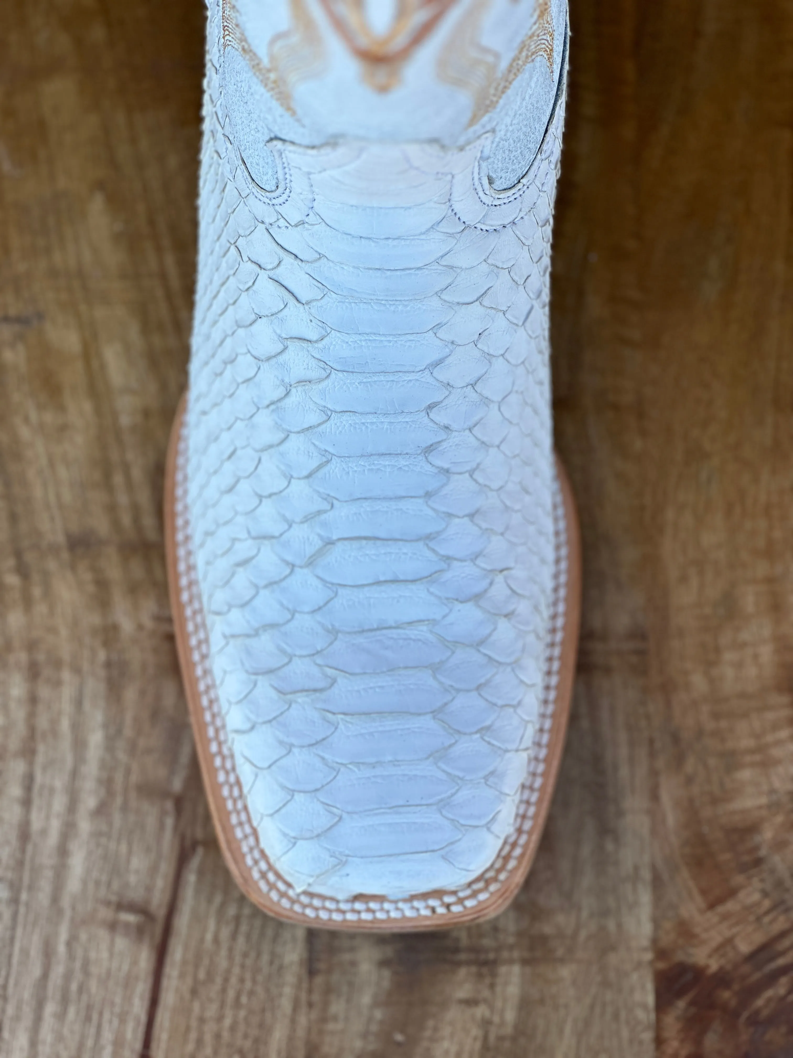 Men's Tanner Mark Genuine Python White Wide Square Toe